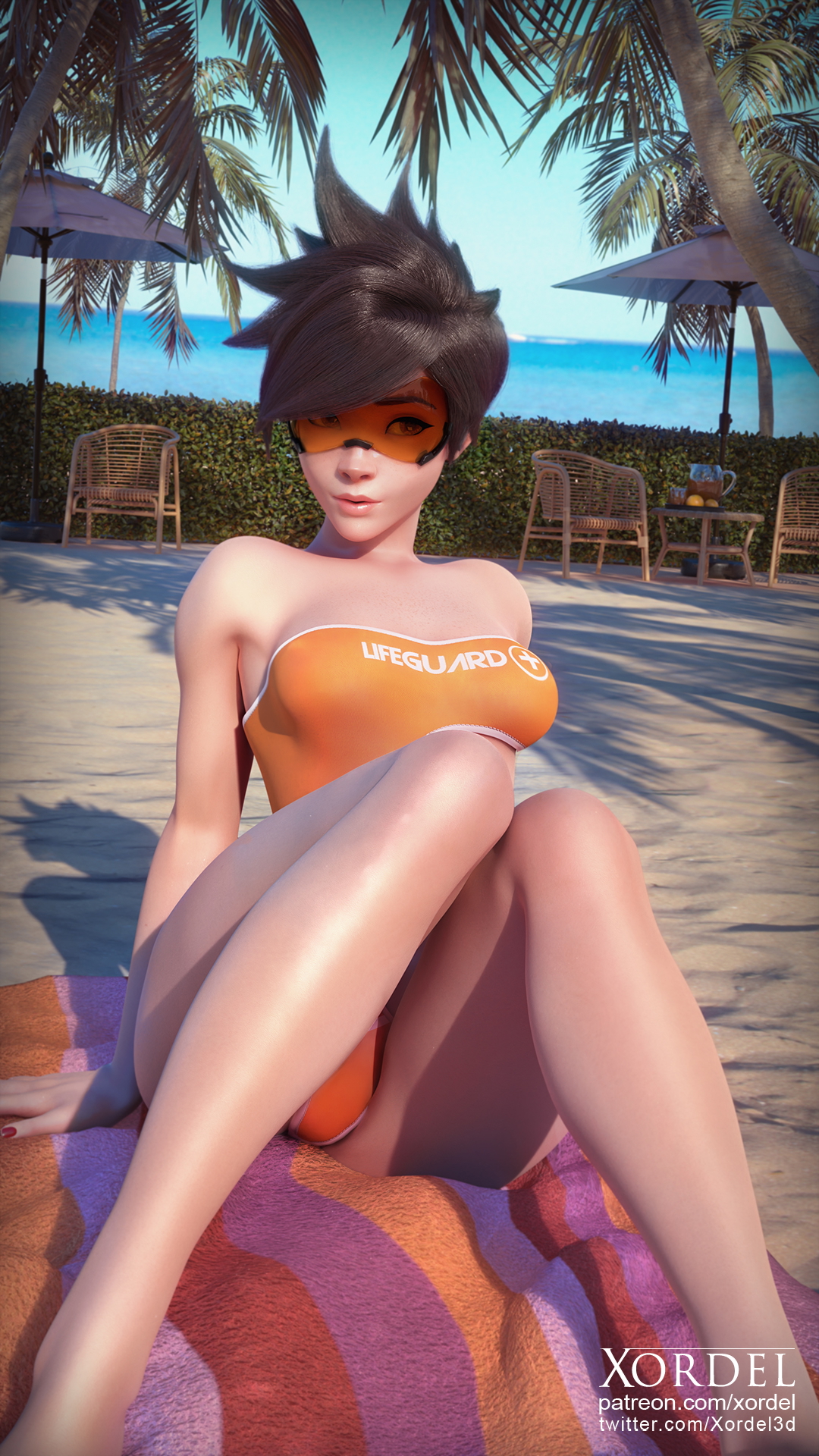 Tracer under the sun 😎 Tracer Overwatch 3d Porn Videogame Clean Pussy Nude Beach Swimsuit Small Tits 2