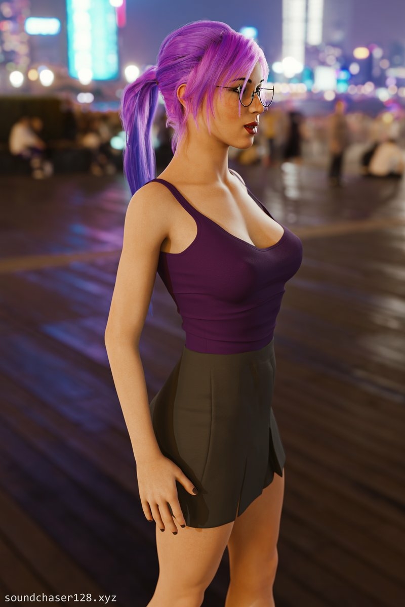 Lara Lara Croft Tomb Raider Dress Medium Breasts Purple Hair