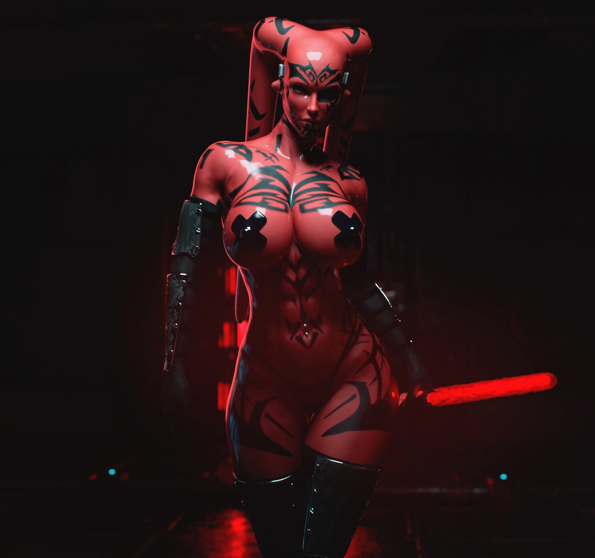 Darth Talon Darth Talon Starwars Big Ass Big Tits Nipple Taped Aliengirl Long Boots Lightsaber
