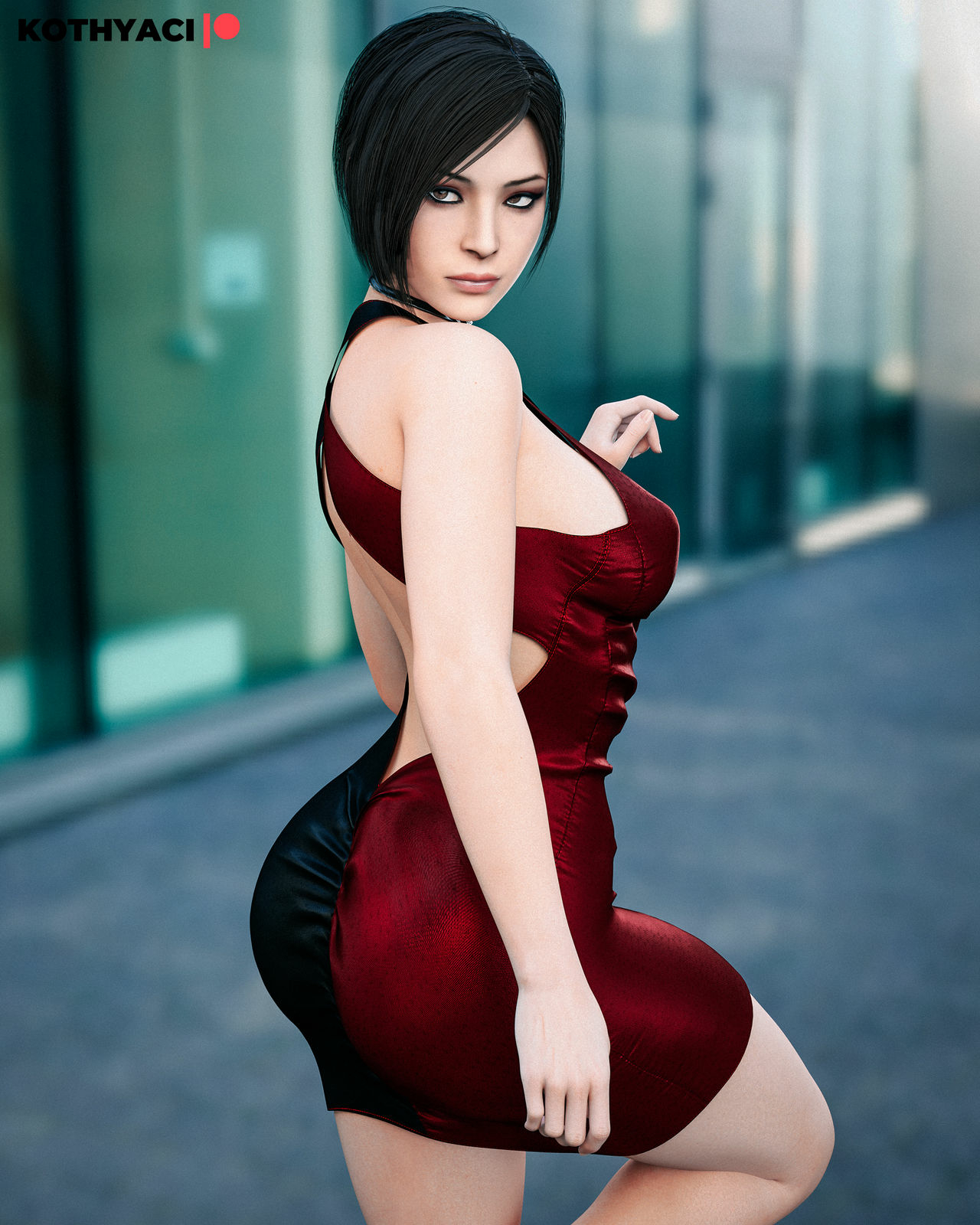 Ada Pinup Resident Evil Resident Evil 2 Remake Ada Wong Thick Thighs Largebreasts Big Ass Big Tits Big Breasts 3d Porn Dress Short Hair Black Hair