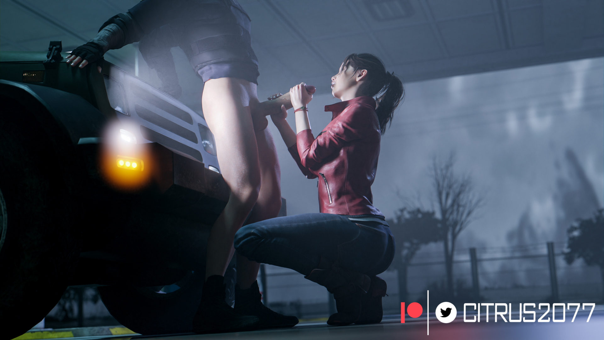 Gas Station Break Resident Evil Resident Evil 2 Remake Claire Redfield Thick Thighs Pale Skinned Female Big Ass Pose Naked Sexy Pinup Ass Thighs Clothed Breasts Tits Pussy 2