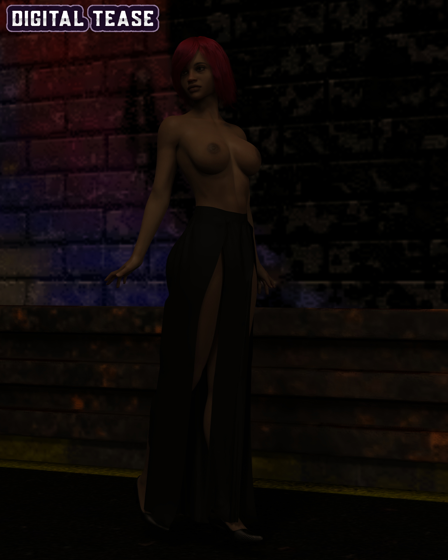In the dark alley  Lips Dress Legs Big boobs 2