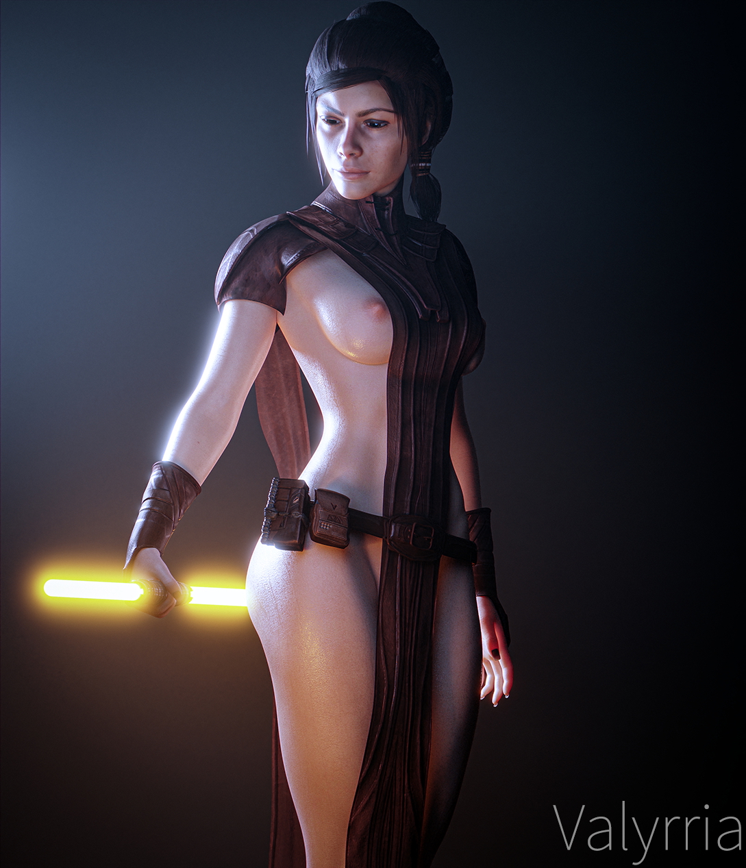 Bastila Shan Bastila Shan Starwars Brown Hair Lightsaber Half Naked