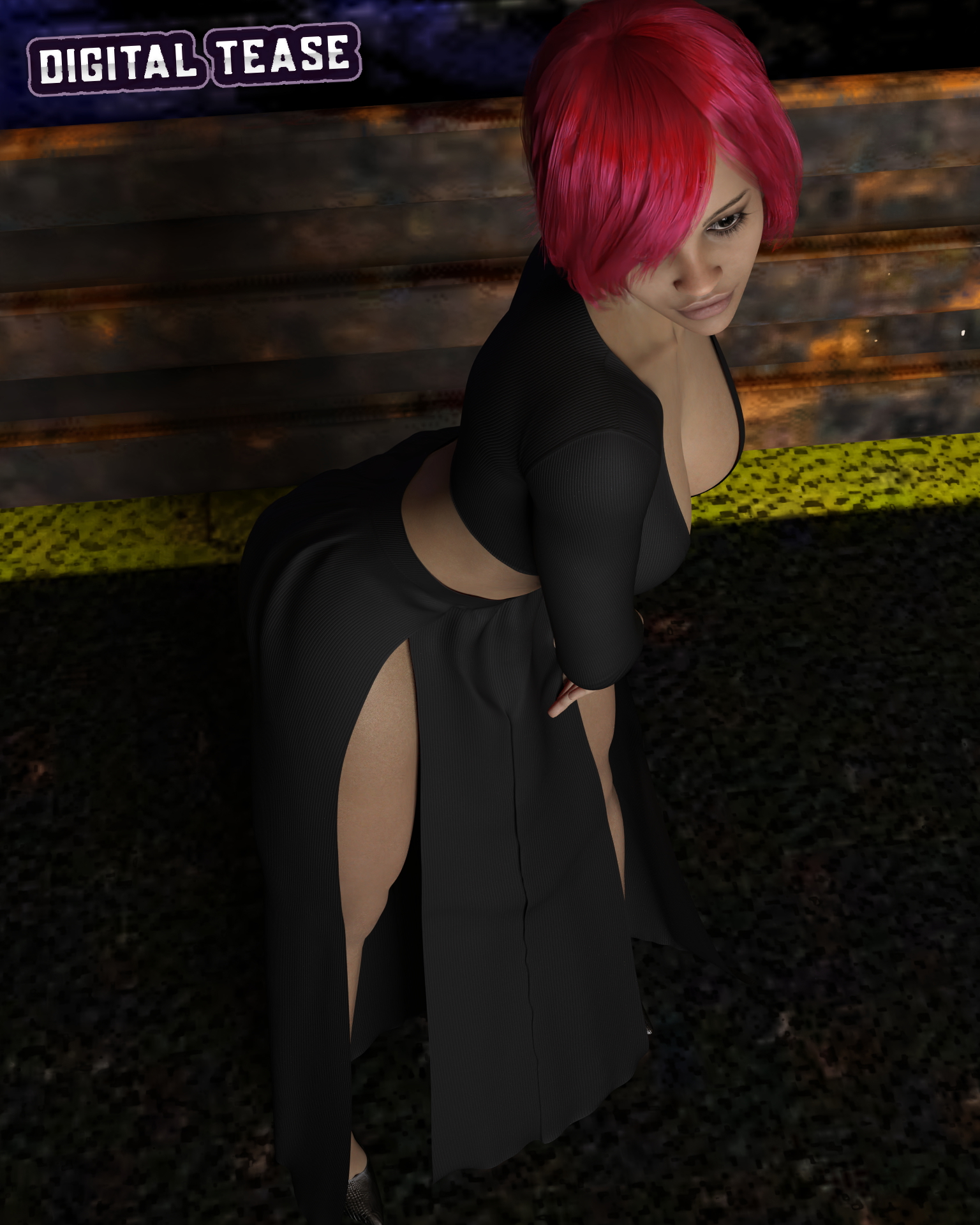 She is teasing you!  Natural Boobs Dress High Heels Red Hair 5