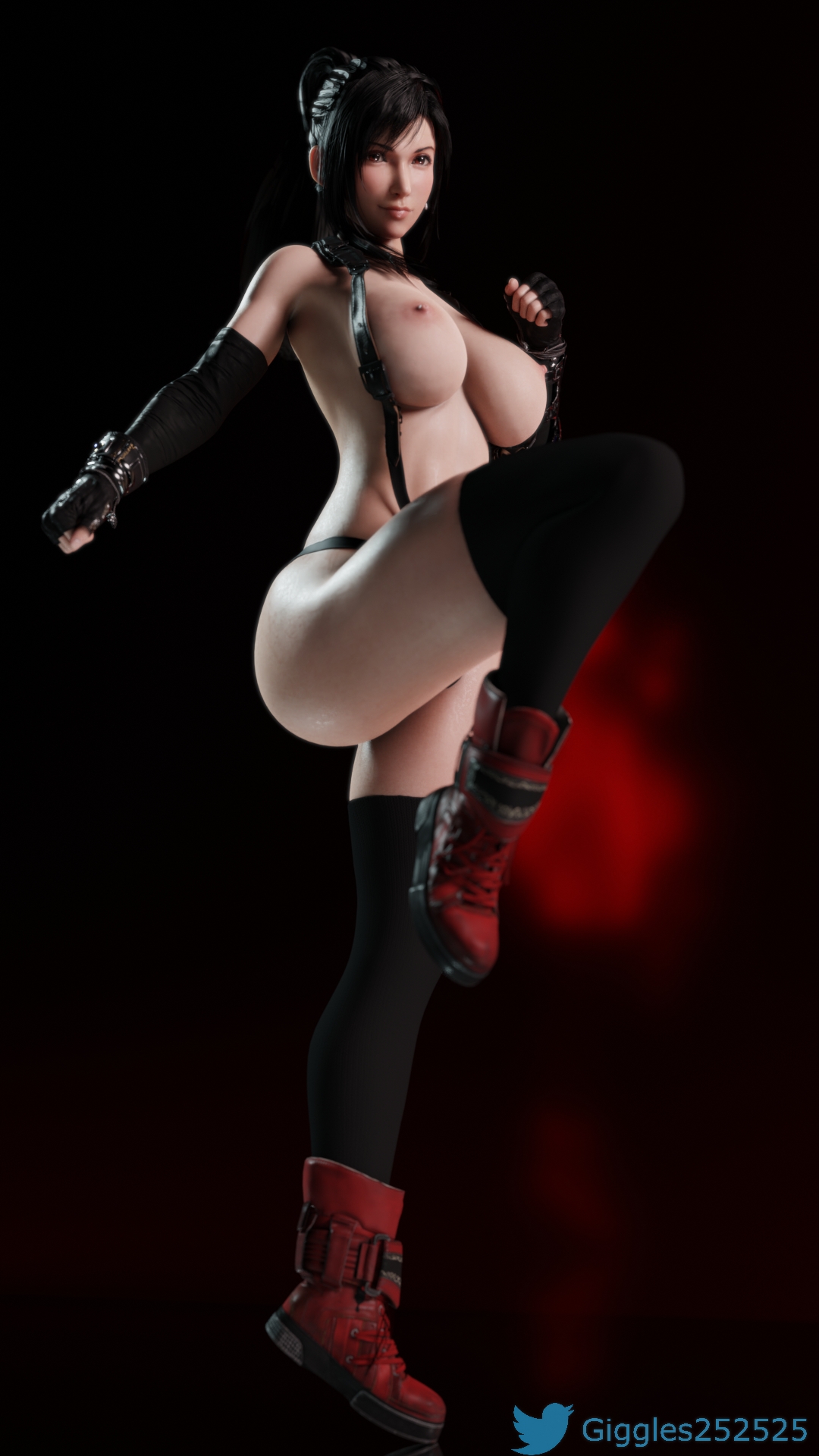 Red/Blue Tifa Lockhart Tifa Pose Posing Legs Big Tits Largebreasts Large Breasts Thick Thighs Thicc Thick