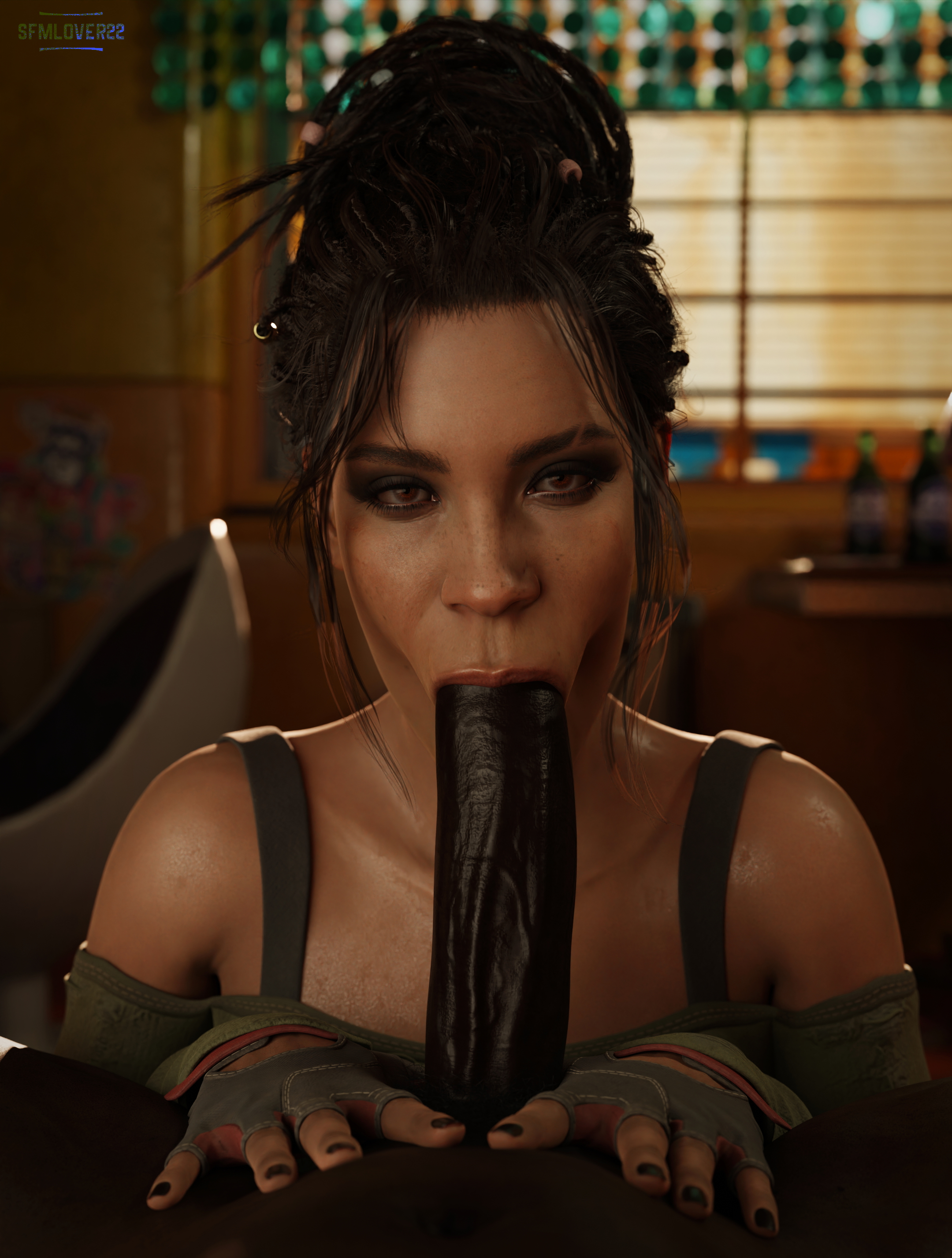 Panam sucking dry a big cock Panam Palmer Cyberpunk2077 3dnsfw Big Cock White Cock Black Cock Blowjob