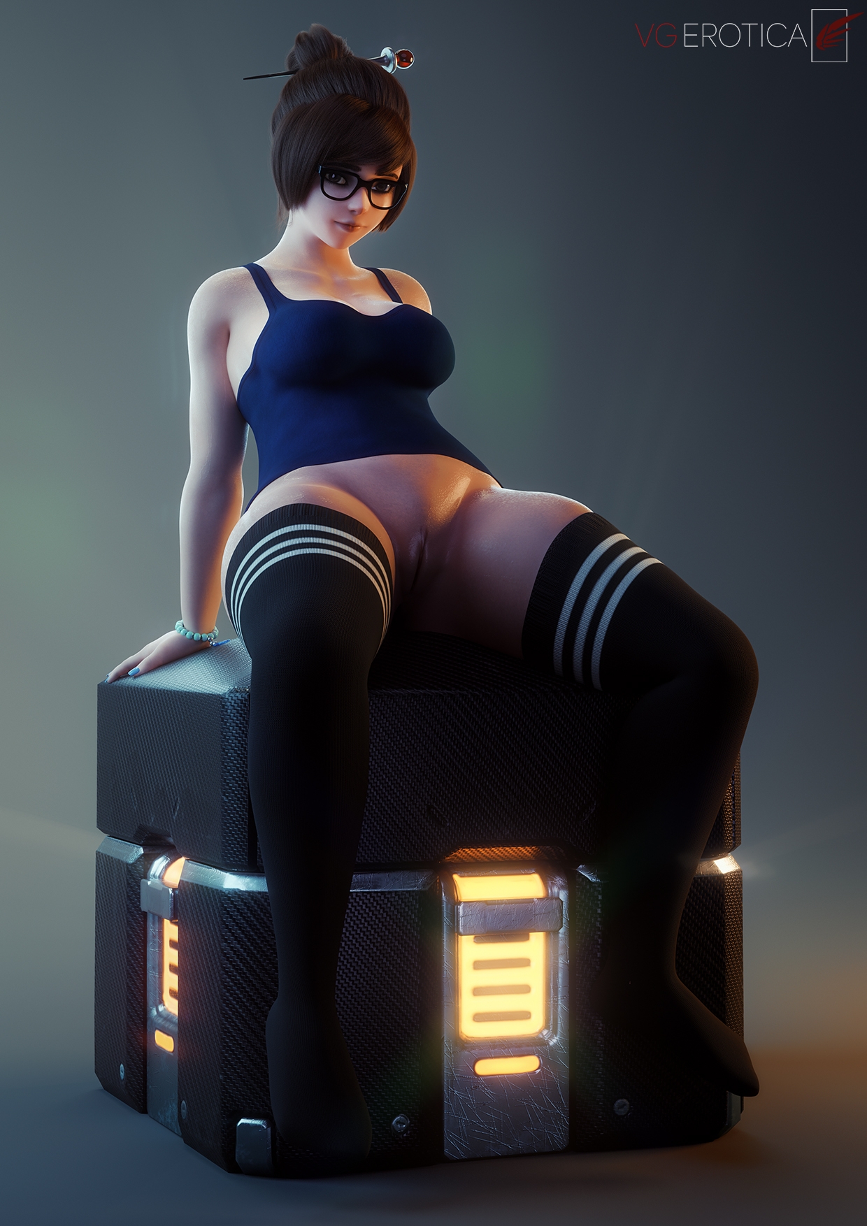 Mei Overwatch Mei (Overwatch) Nude Big Ass Thick Thighs Chubby Swimsuit Pregnant Bald Pussy Big Tits 3