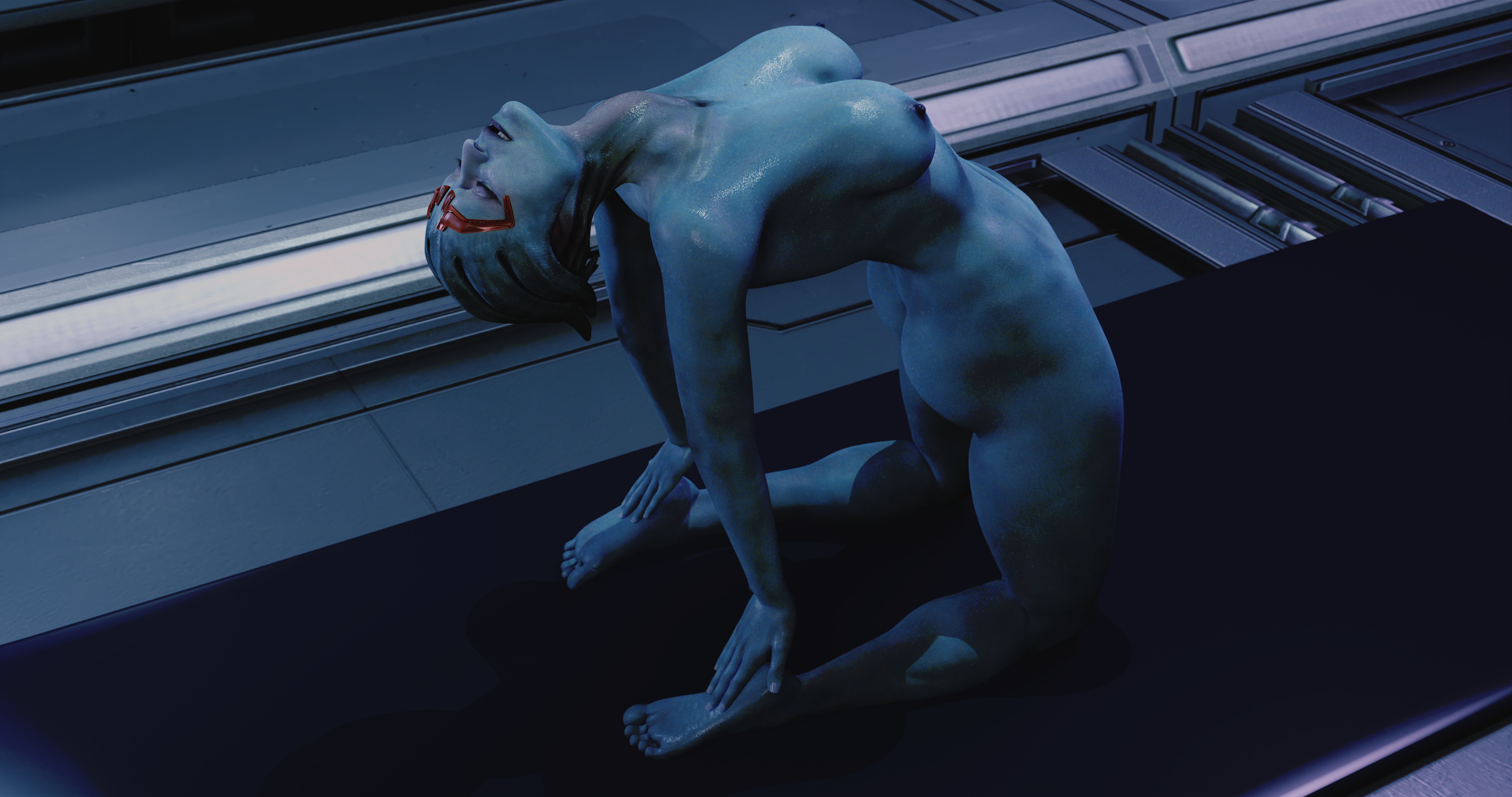 Samara does some yoga Samara Mass Effect Asari (mass Effect) Yoga Nude Pinup Feet Ass Female Female Only 4