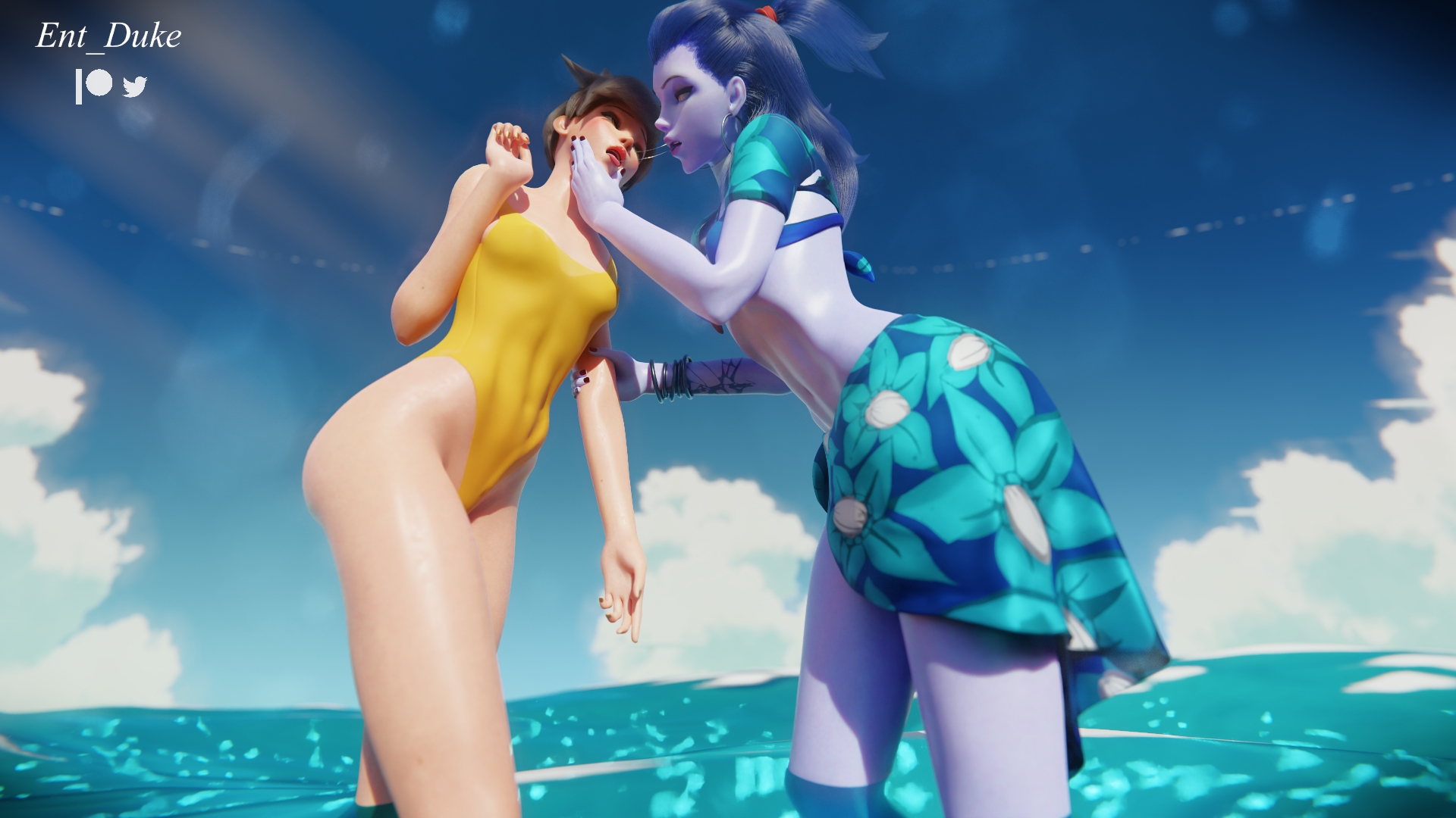 Widowmaker has some fun with Tracer Overwatch Tracer Widowmaker 3d Porn Videogame Nude Beach