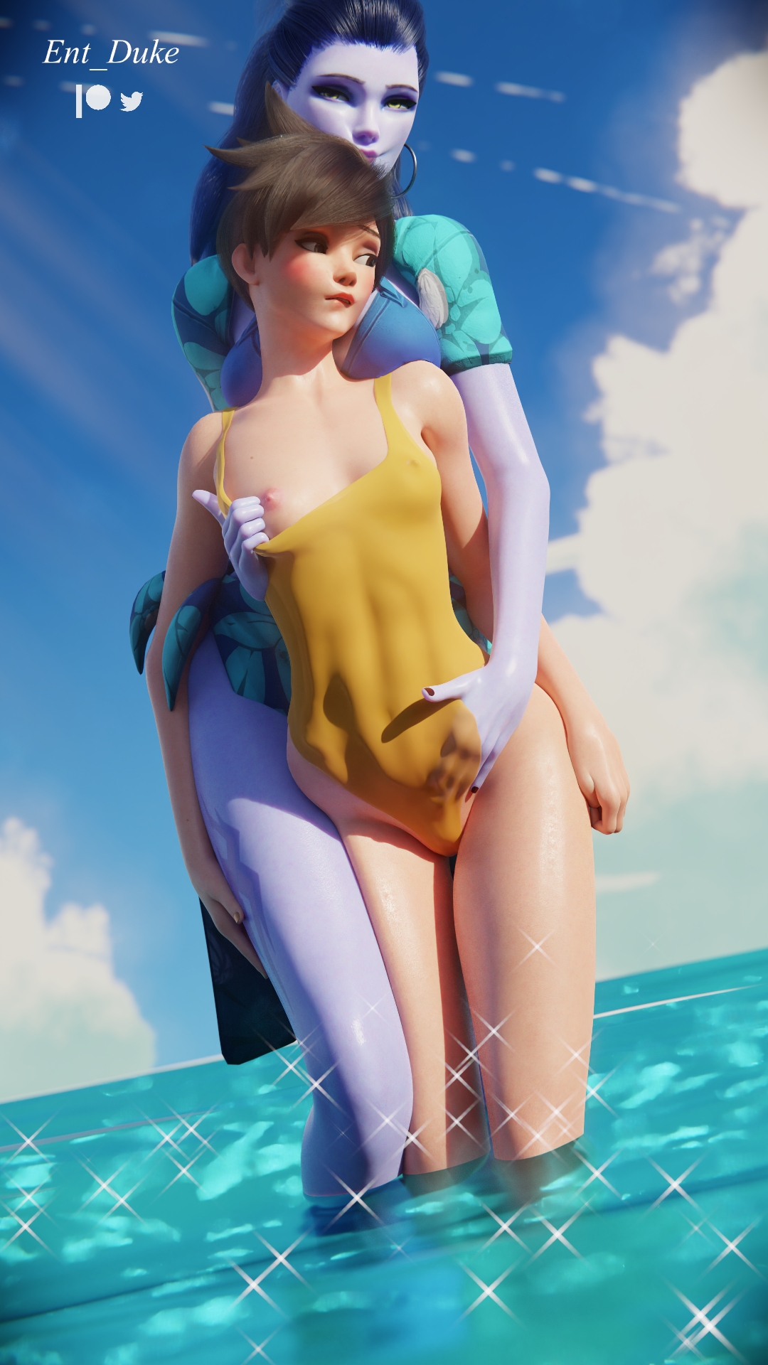 Widowmaker has some fun with Tracer Overwatch Tracer Widowmaker 3d Porn Videogame Nude Beach 2
