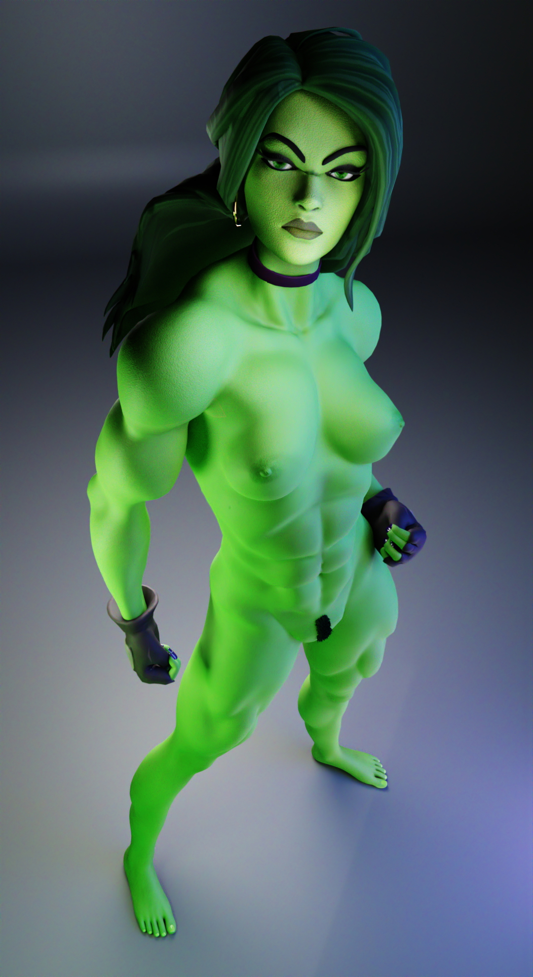 She-Hulk Ready To Kick Ass She-hulk Hulk Marvel Green Skin Female Boobs Natural Boobs Natural Tits Tits Breasts Naked Female Pubic Hair Muscles