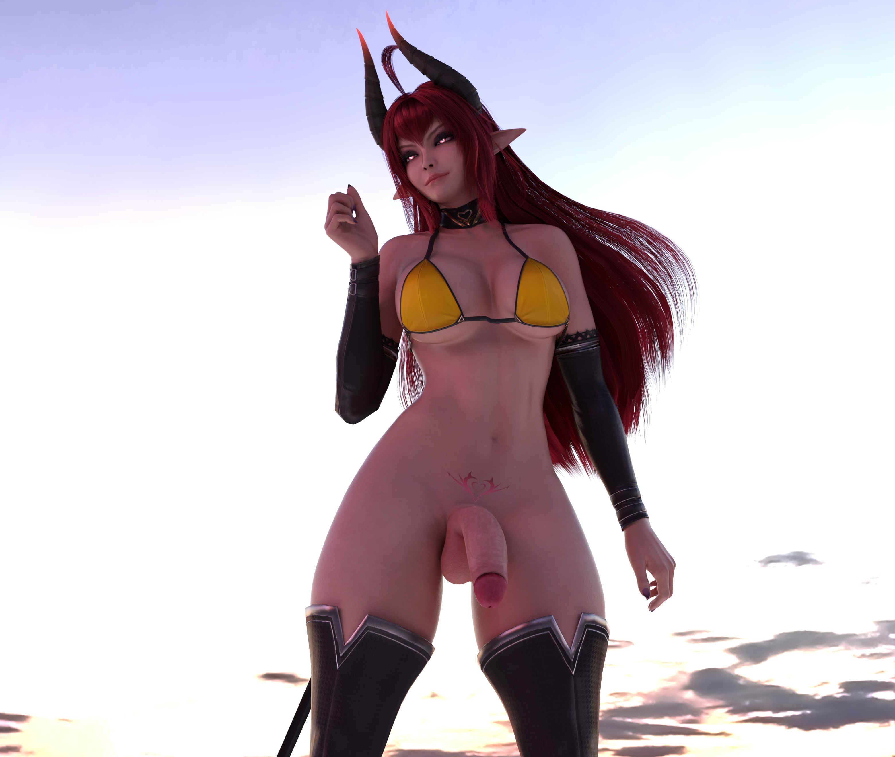 Demon girl  Sexy Solo Pussy 3d Girl Futanari Horsecock