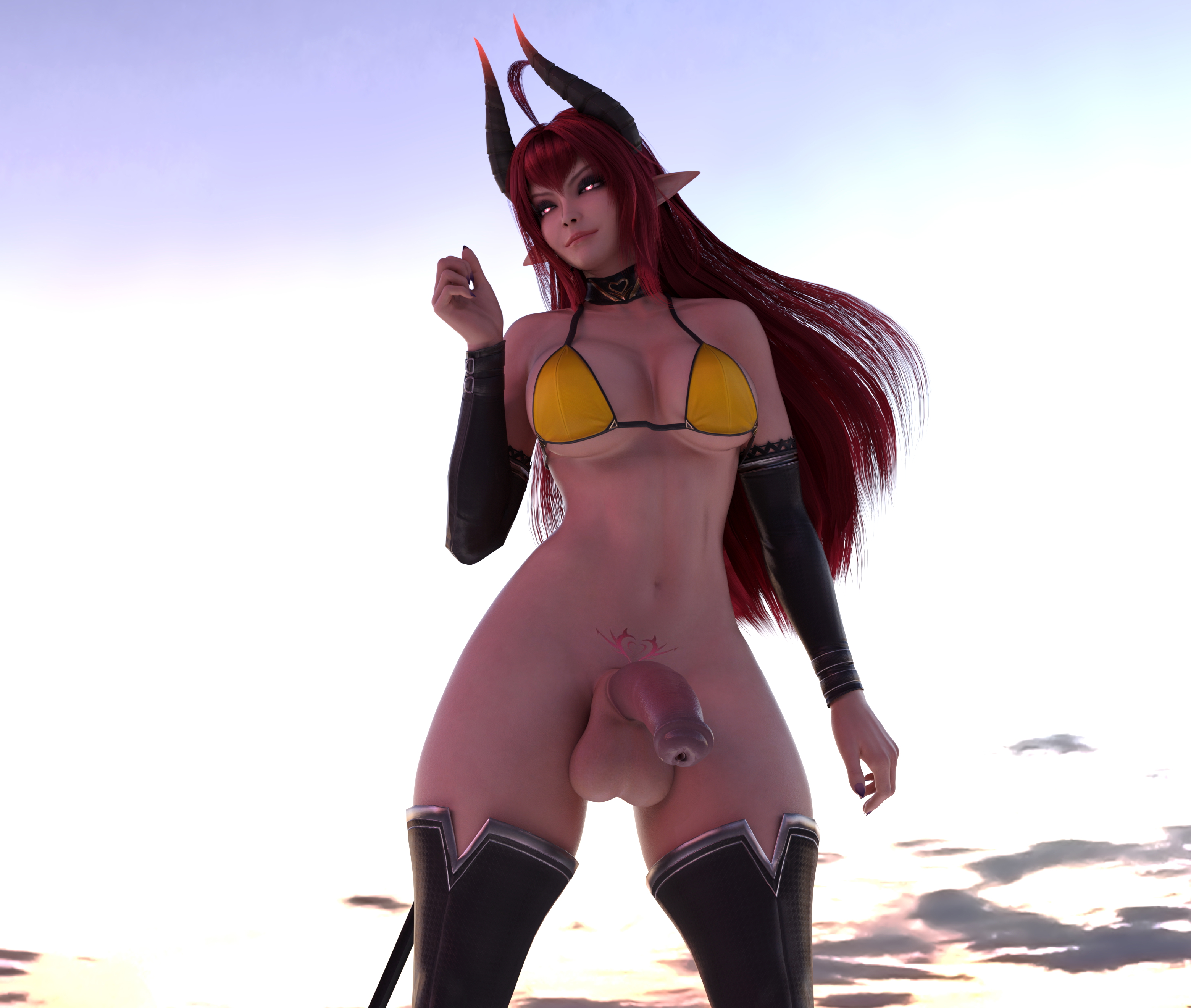 Demon girl  Sexy Solo Pussy 3d Girl Futanari Horsecock 2
