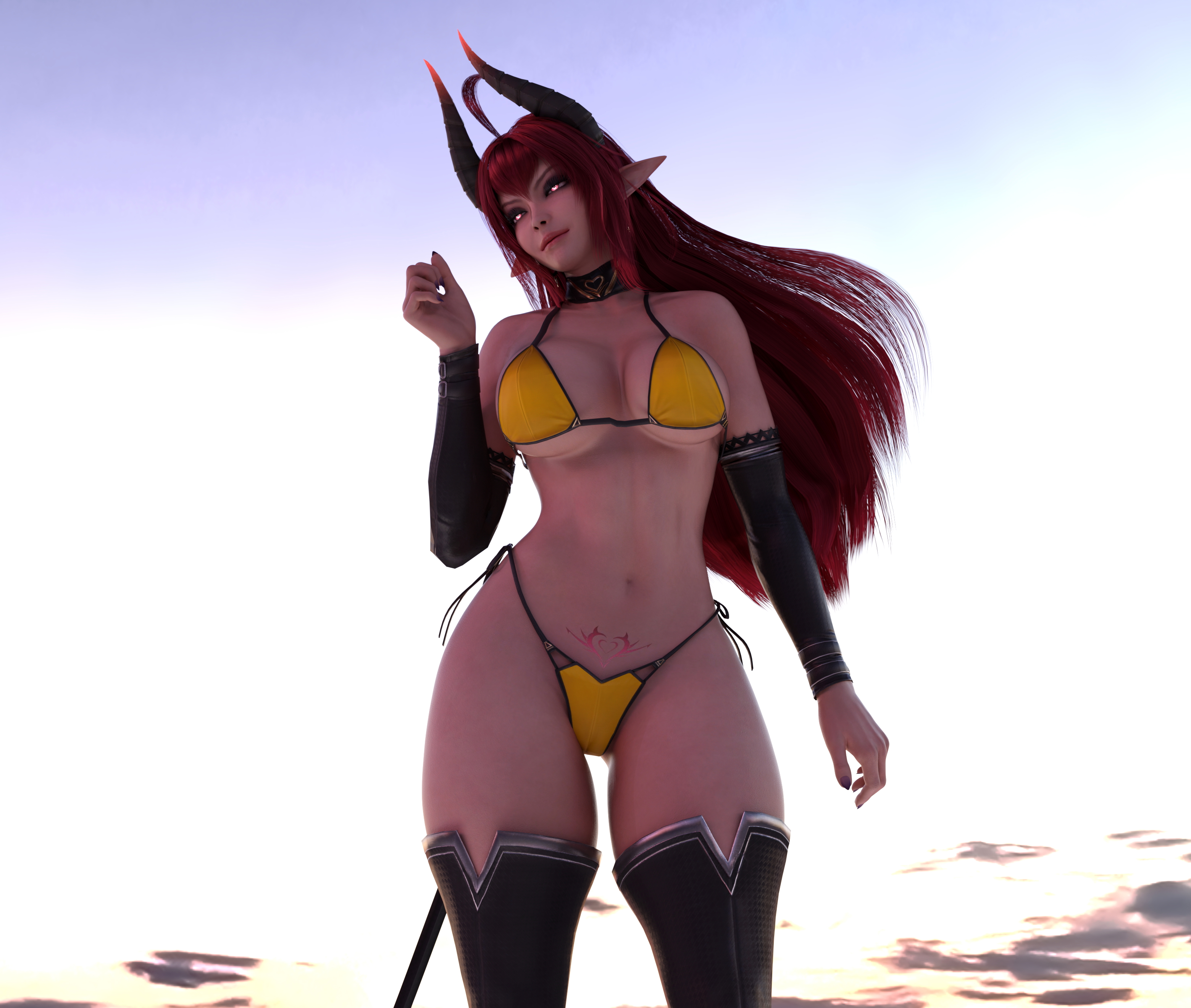 Demon girl  Sexy Solo Pussy 3d Girl Futanari Horsecock 3