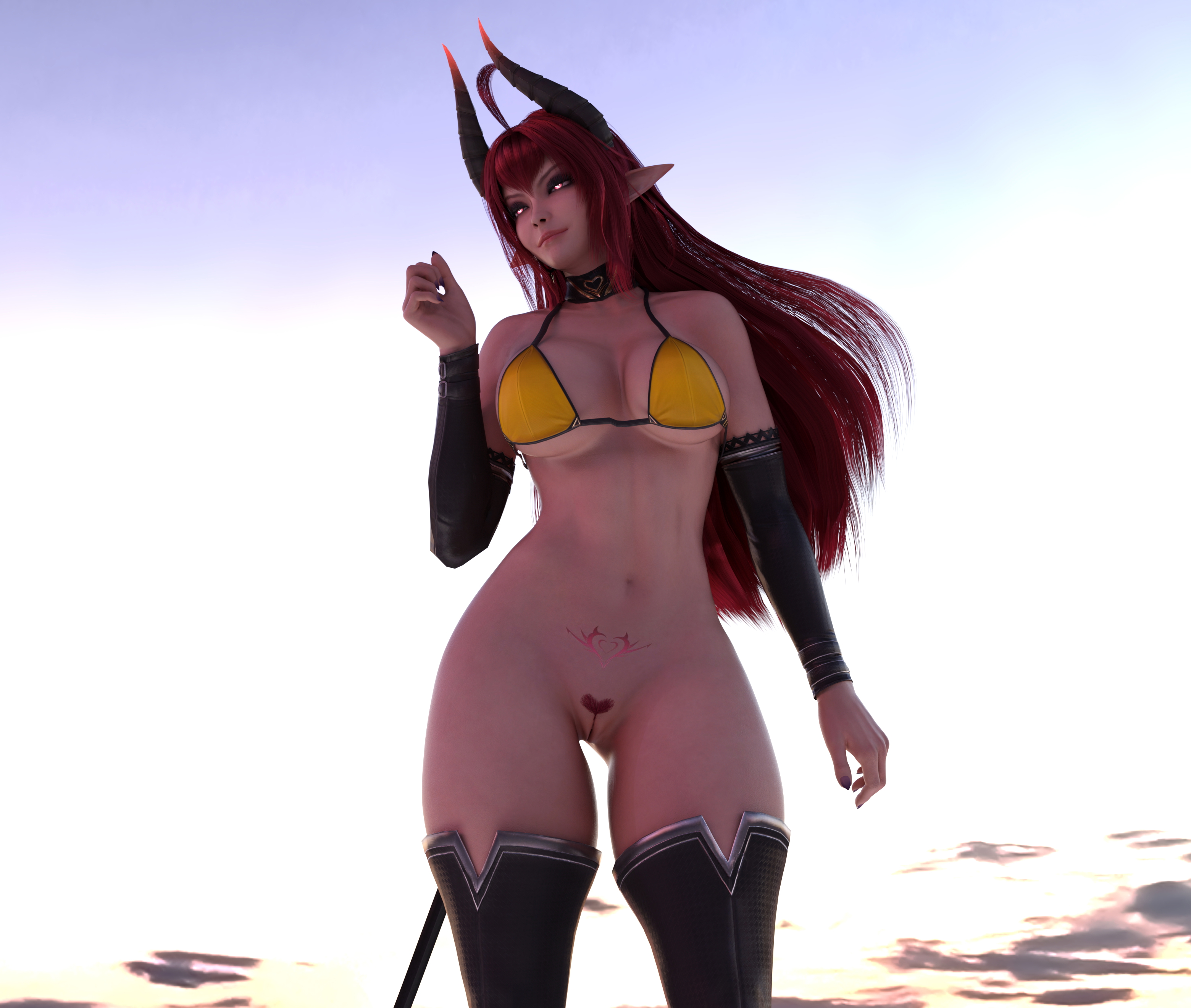 Demon girl  Sexy Solo Pussy 3d Girl Futanari Horsecock 4