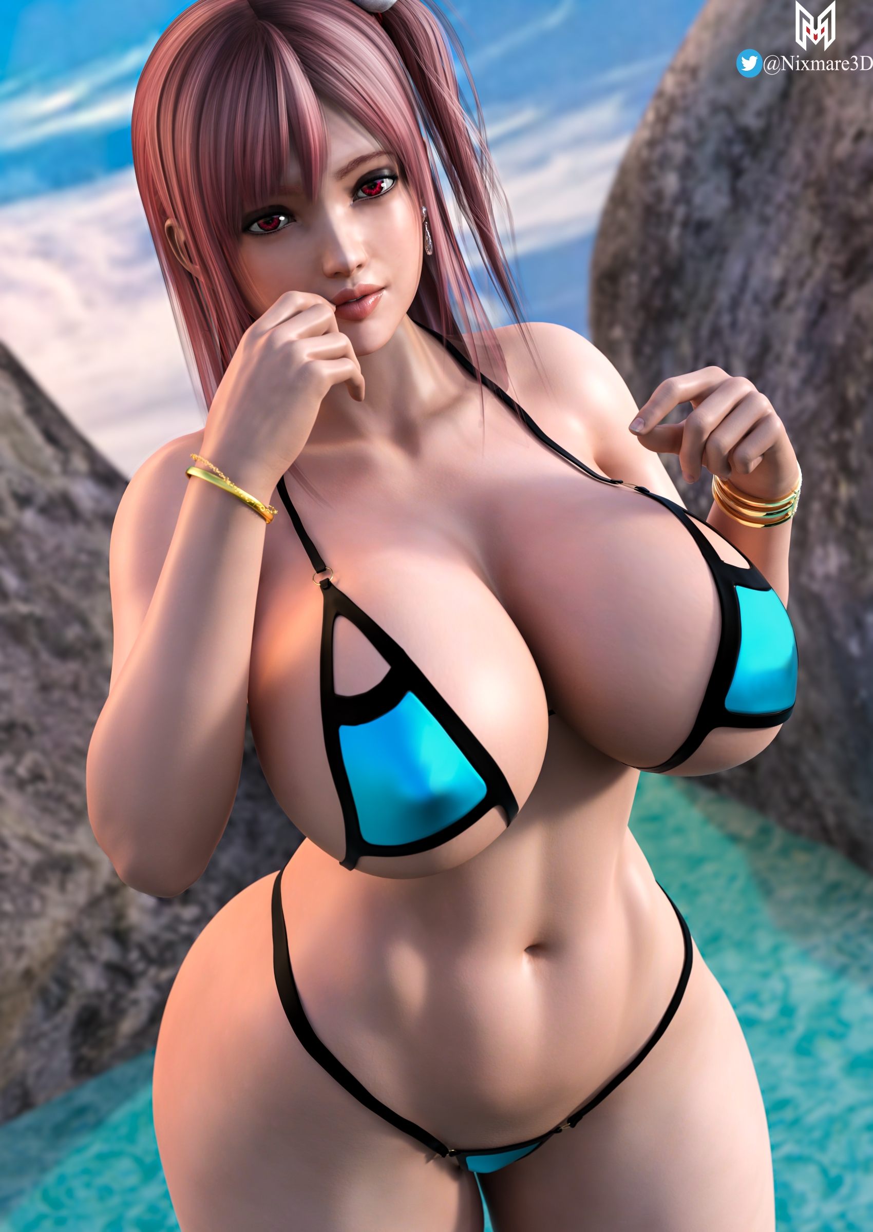 Honoka Paradise Lust Honoka Dead Or Alive Wide Hips Hips Curvy Voluptuous Thick Thick Thighs Breasts Natural Breast Thighs 3d Porn Big Tits Nsfw Sexy Pale Skinned Female Big Breasts Red Eyes Pink Hair