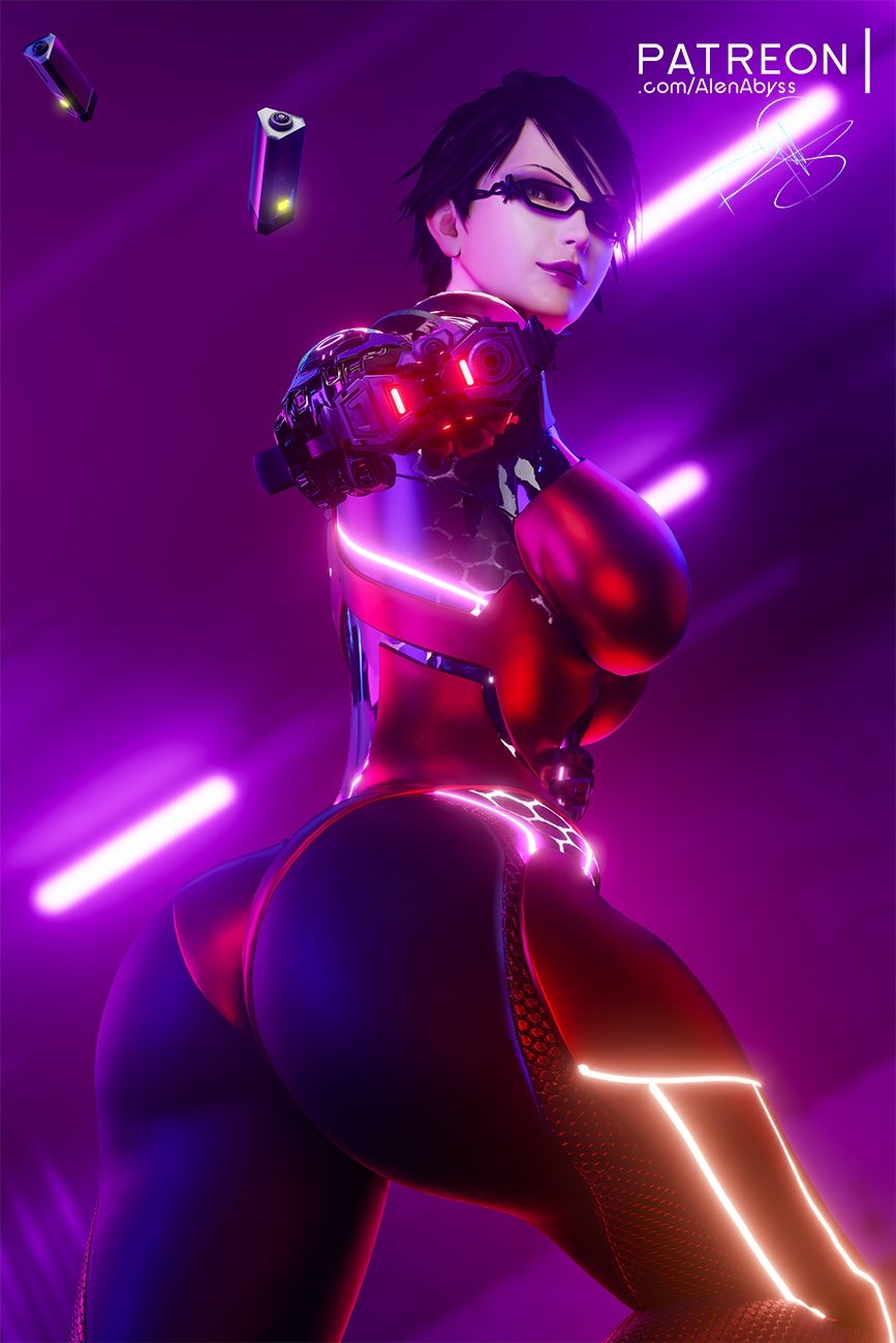 Cyberpunk Bayonetta 🔥🍑 Cyberpunk2077 Bayonetta Sexy Suit Latex Gun