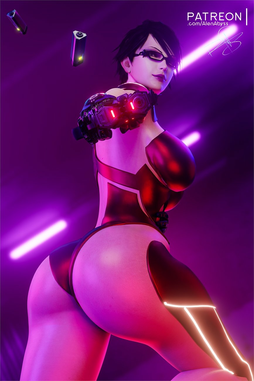 Do you like em THICC? Bayonetta Cyberpunk2077 Sexy Big Booty Big Ass Sexy Suit Latex Gun