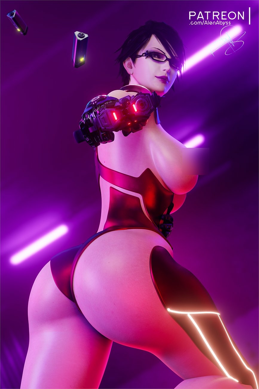 Do you like em THICC? Bayonetta Cyberpunk2077 Sexy Big Booty Big Ass Sexy Suit Latex Gun 3