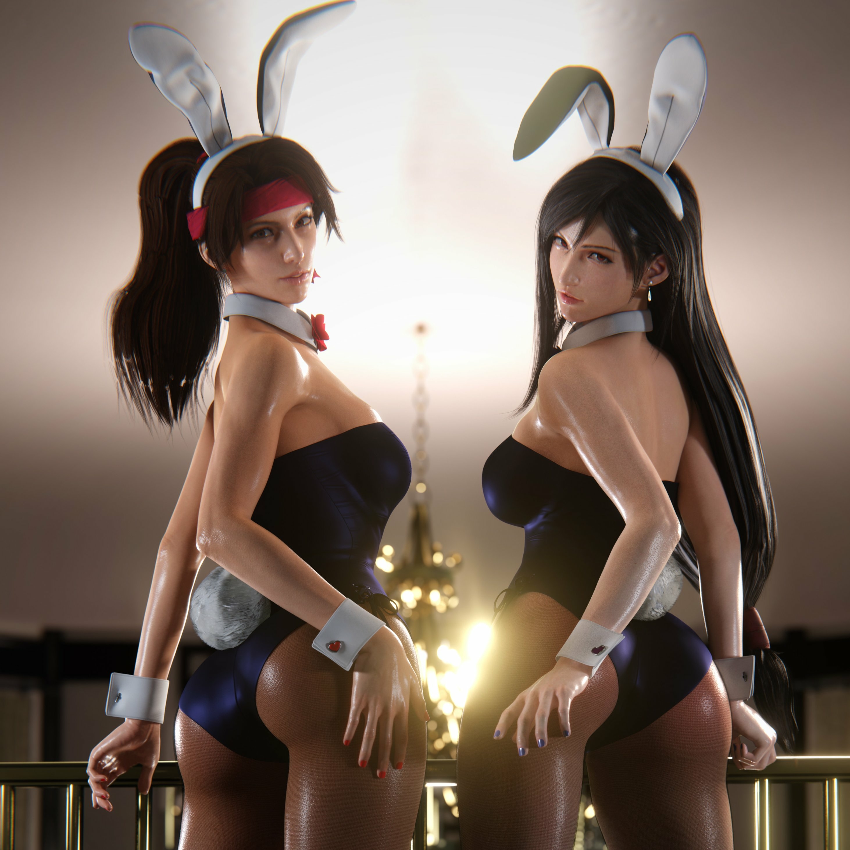 Tifa and Jessie Bunny Jessie Rasberry Tifa Lockhart Final Fantasy 7 3dnsfw Big Ass Big Tits High Heels Nude Bunny Suit