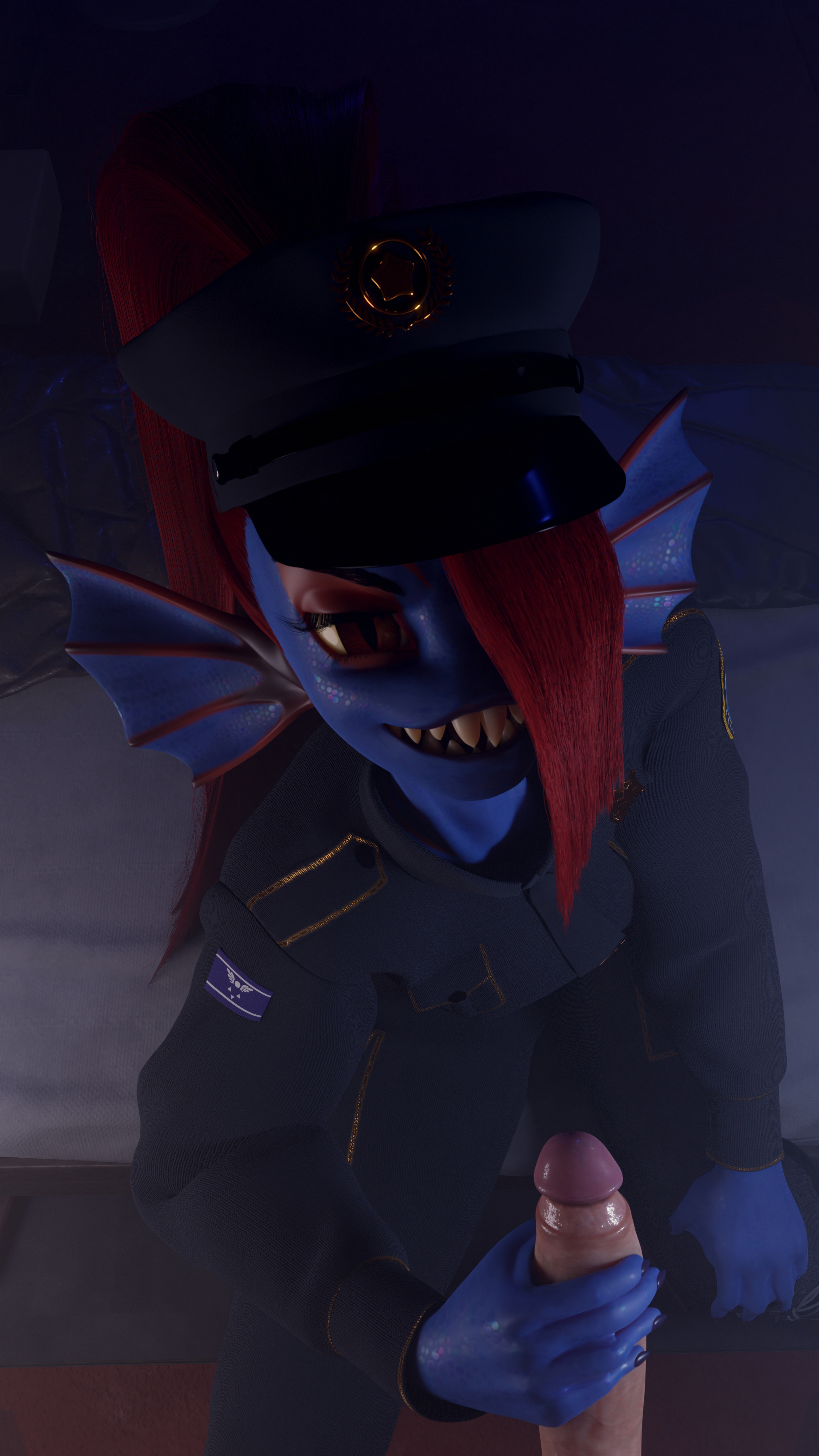 Undyne gives you a hand Undyne Deltarune Undertale 3d Porn Handjob Straight Police Uniform