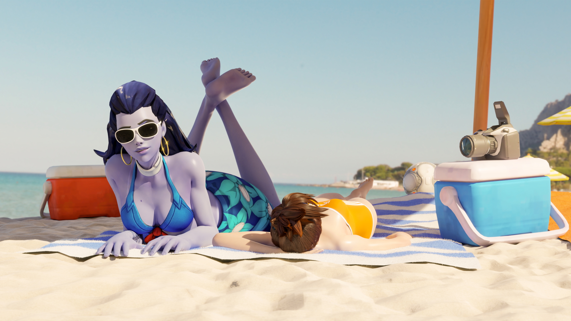 Beach Day Widowmaker Tracer Overwatch Beach Tits Ass Sfw Nsfw 2