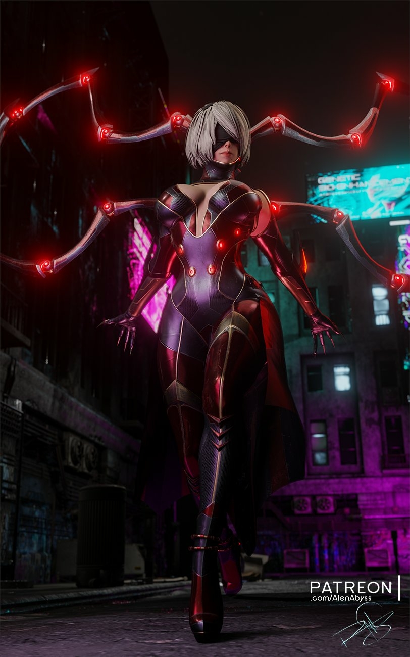 Nightspider 2b 🕷️ Nier Automata 2b Big Tits Big Boobs Sci-fi Spider Sfw 3d Girl