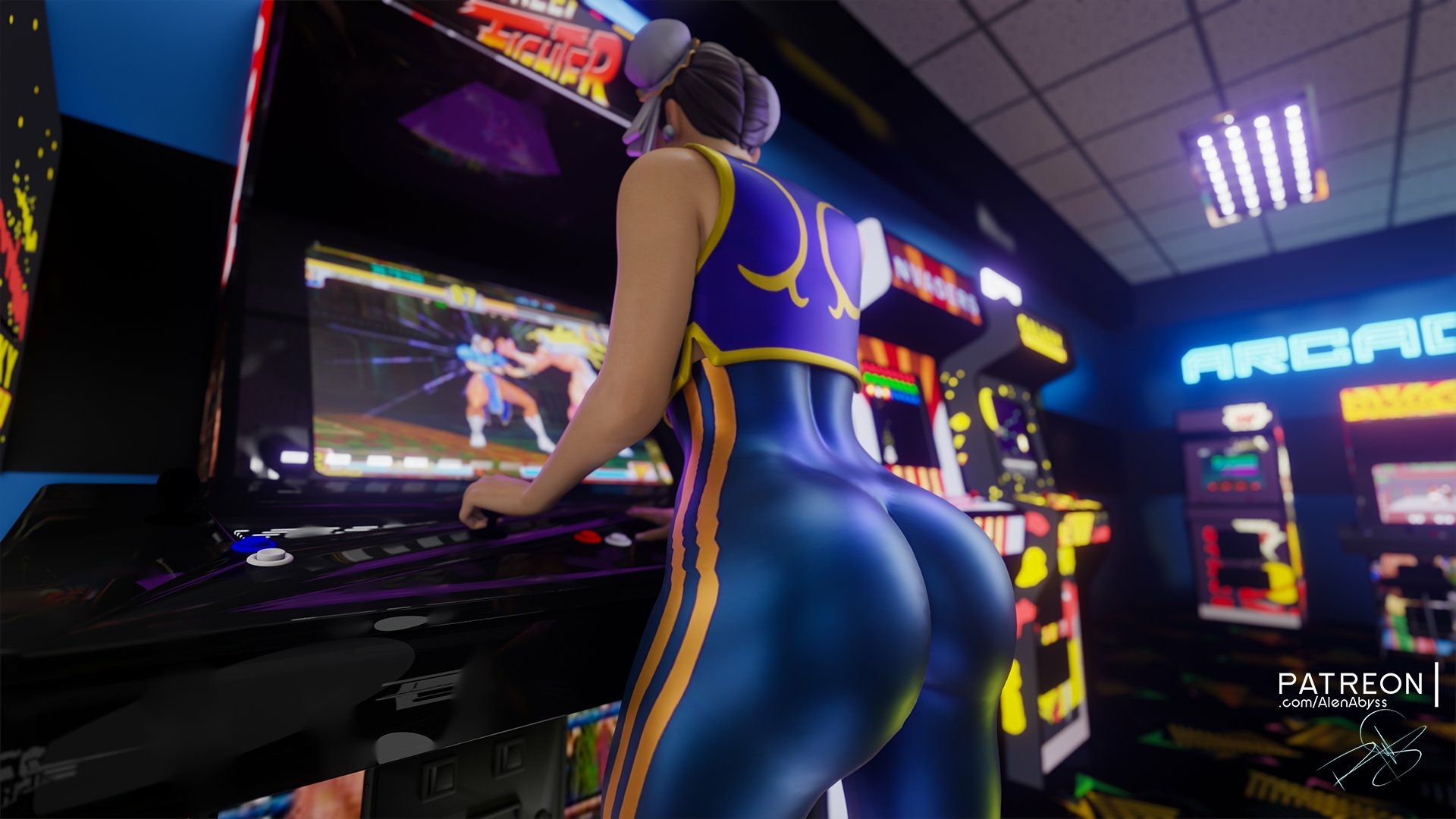 Chun Li caught while playing👀 Chun Li Street Fighter Fortnite Big Booty Latex Sexy 3d Girl 3