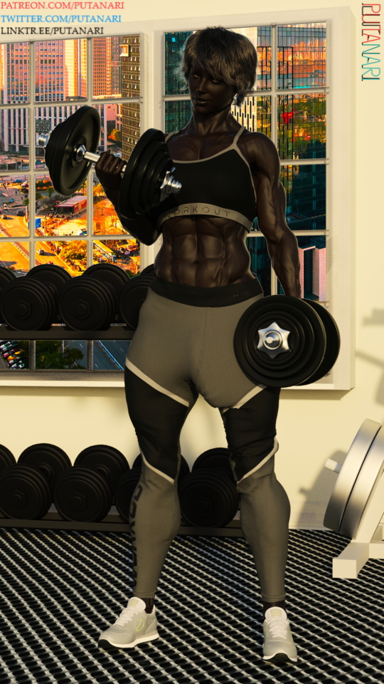 Alyssa - Curls  Dickgirl Futanari Gym Workout Pants Bulge