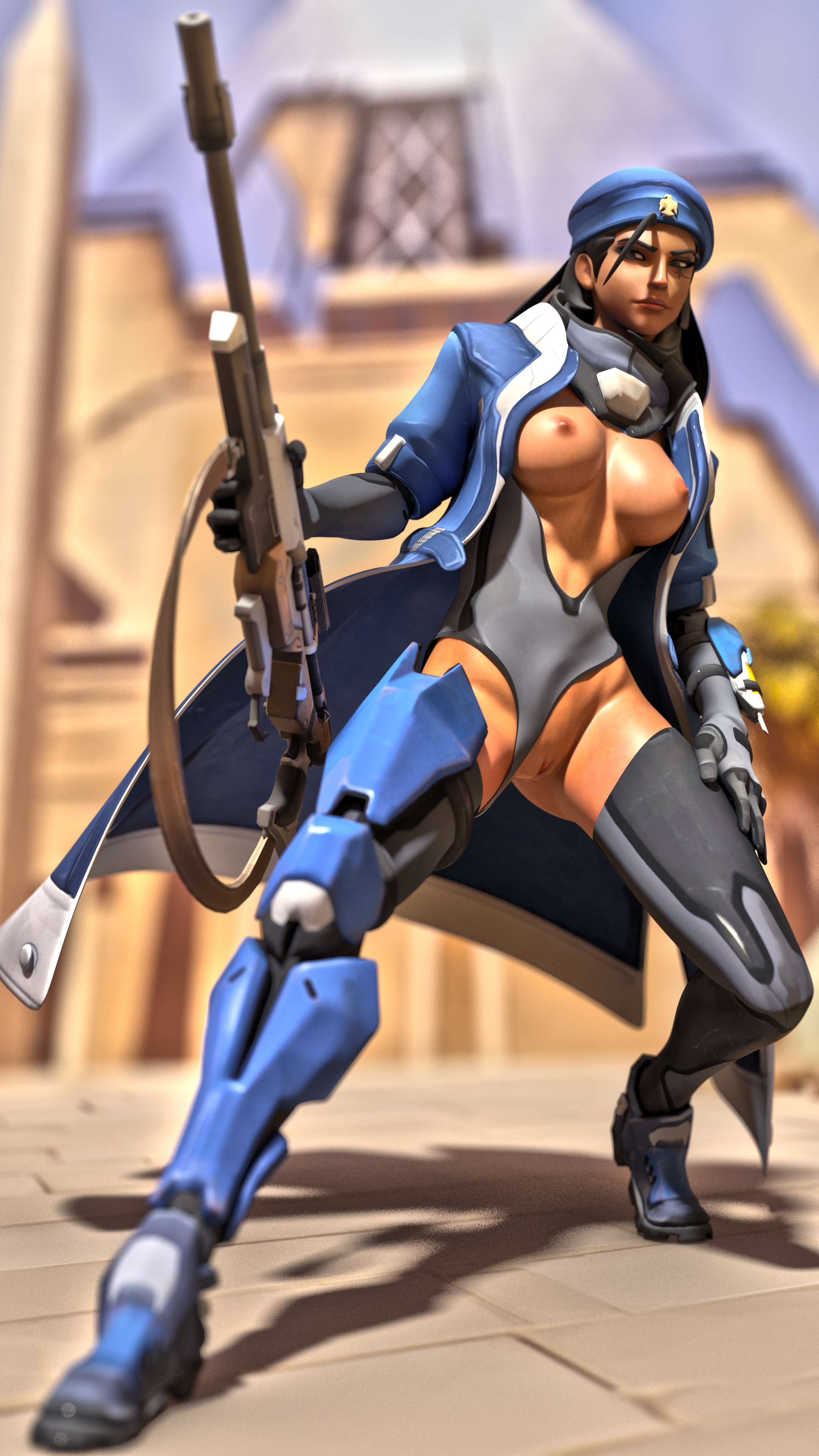 Ana Images in 4K Ana (Overwatch) Overwatch Gun Half Naked Pussy Big Tits 3d Porn 4