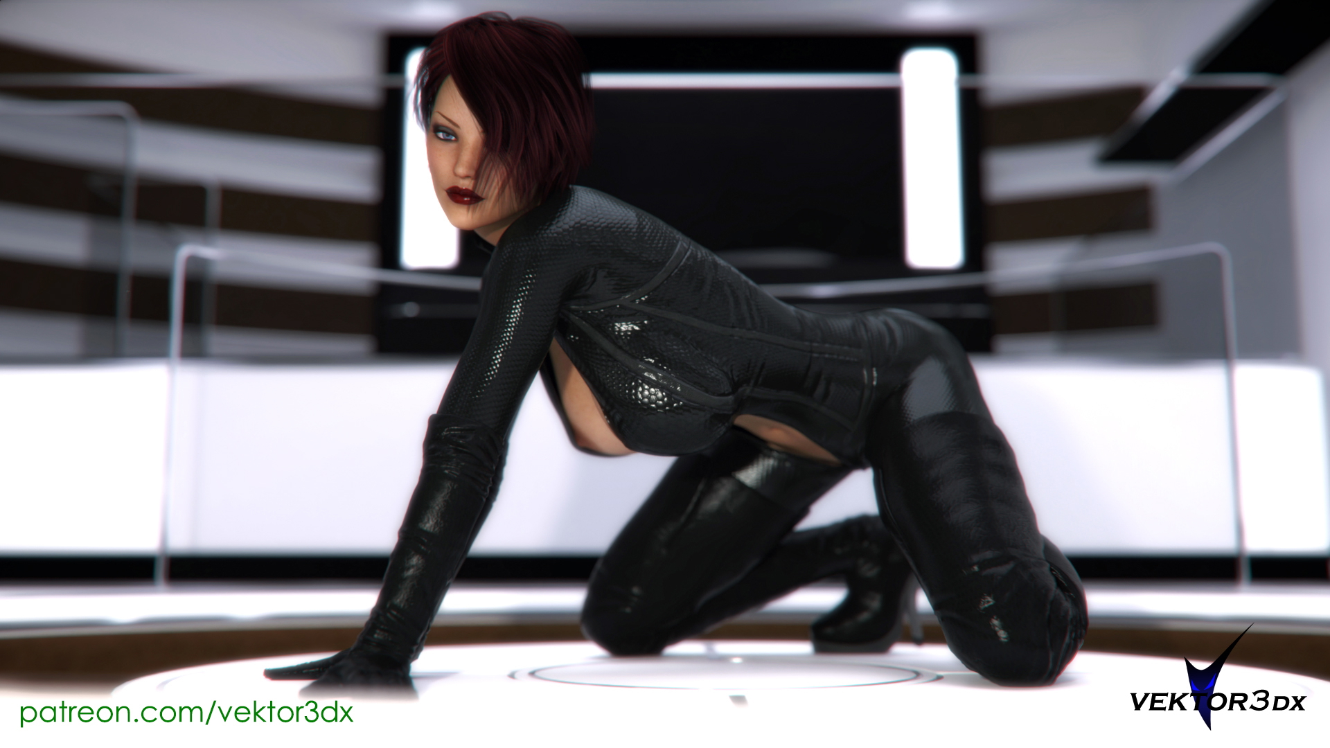 Production still of Dark Pearl from the new SuperHard comic book.

You may recognize her from the first issue  PainKiller:
https://affect3dstore.com/superhard-1-painkiller.html
Or the Cat vs the Harlequin video:
https://affect3dstore.com/the-cat-vs-the-harlequin.html

Remember  you get these along with everything else on my Patreon:
https://patreon.com/vektor3dx

Thanks for looking!