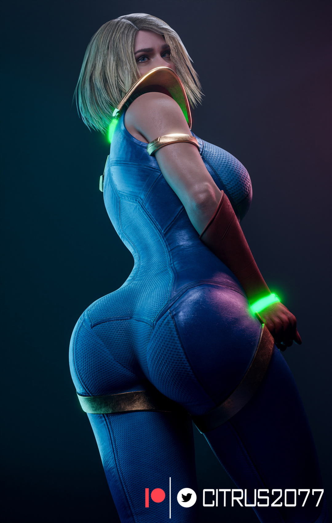 Supergirl Pinup Dc Comics Injustice Supergirl Kara Zor-el Pale Skinned Female Big Ass Pose Naked Sexy Pinup Ass Thighs Clothed Breasts Tits Boobs 2