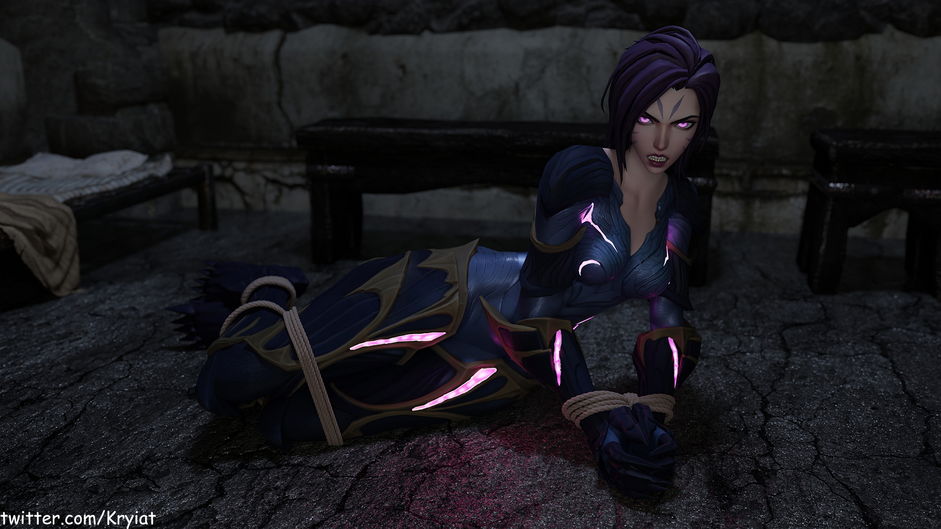 Kai Sa Gets Banned League Of Legends Kai'sa Rope Bondage 3d Girl Dungeon