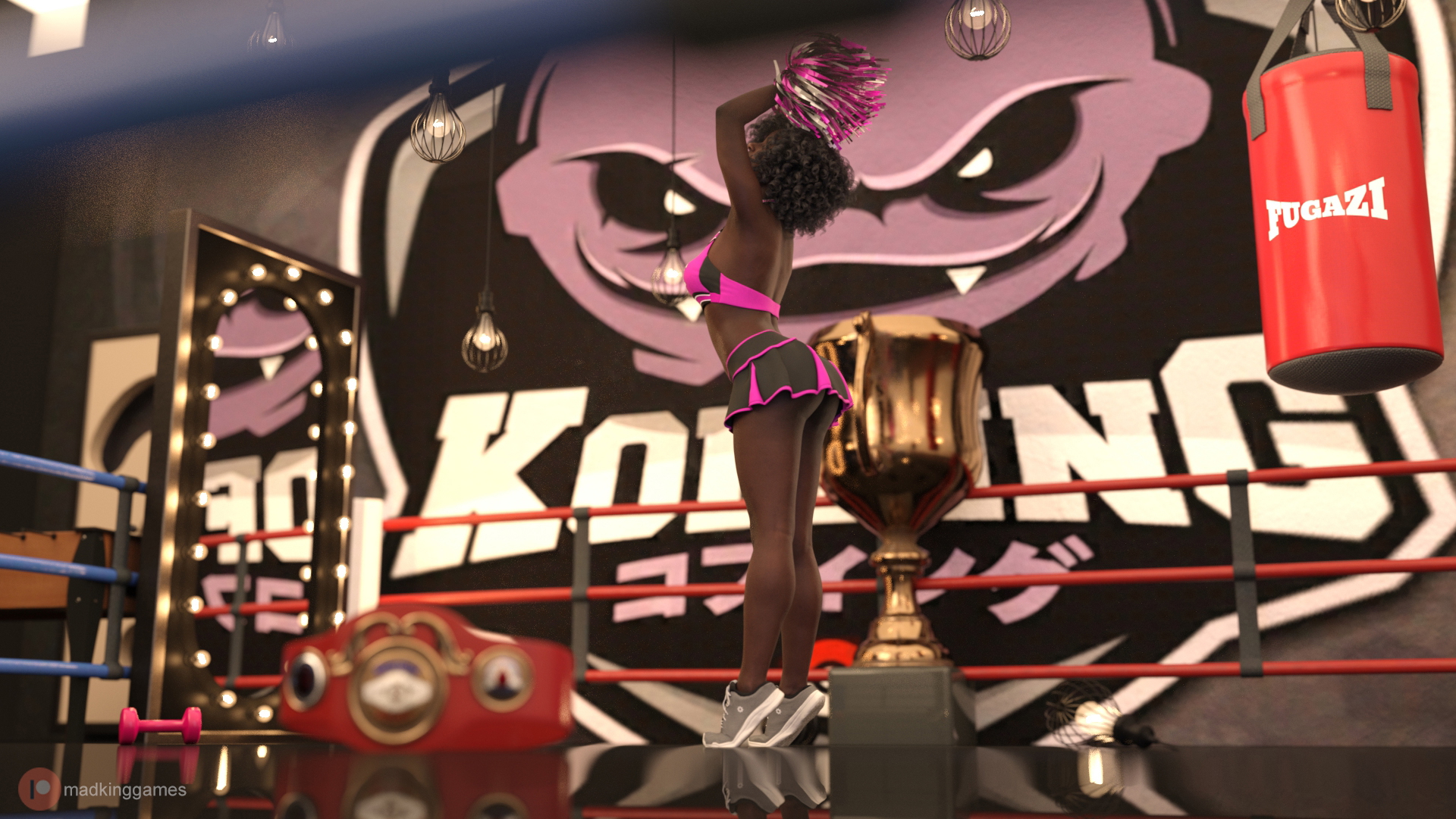 Hunger games  Upskirt Sexy Dark Skin Female Cheerleader Sport Game No Panties 2