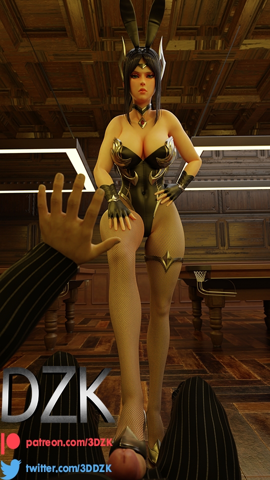 WANNA PLAY ? Irelia League Of Legends Pool Table Thick Thighs Fishnet Stockings Bunny Suit Bunny Ears Corset Bodysuit Gloves Licking Big Tits Big Ass Ponytail Angry Domination Footjob 3
