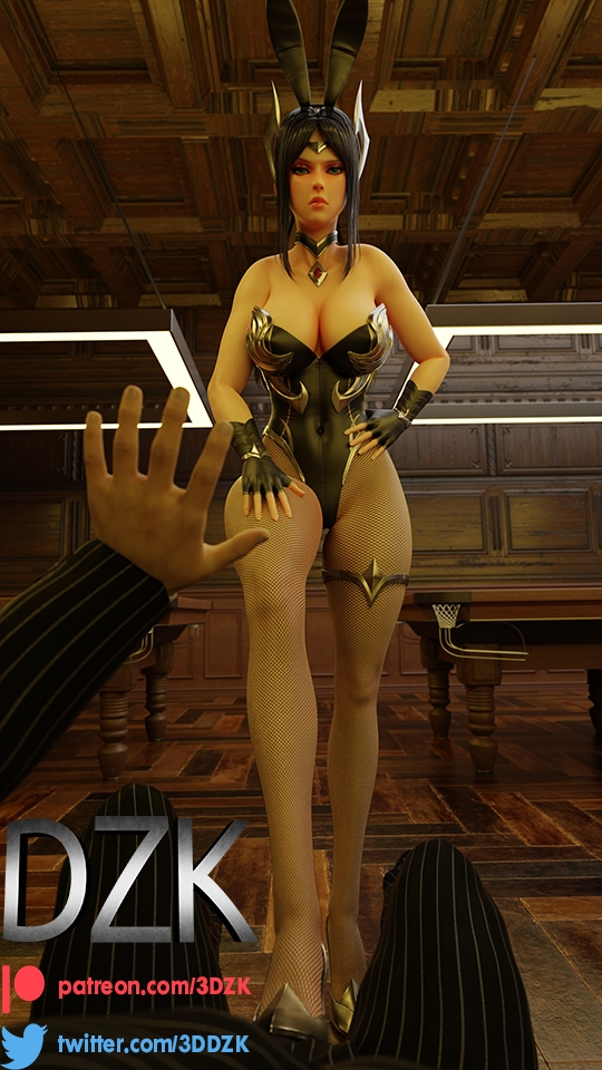 WANNA PLAY ? Irelia League Of Legends Pool Table Thick Thighs Fishnet Stockings Bunny Suit Bunny Ears Corset Bodysuit Gloves Licking Big Tits Big Ass Ponytail Angry Domination Footjob 4