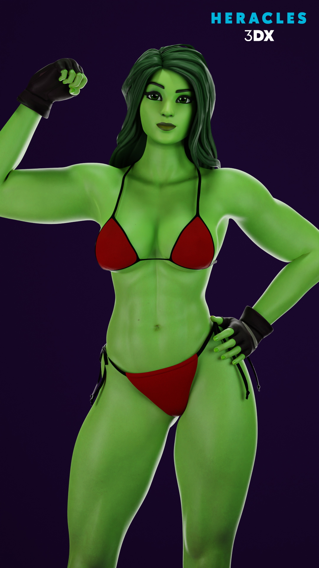She-Hulk Defender of Heroes Shehulk Natural Boobs Big boobs Boobs Bouncing Tits Fit Fitness Big Breasts Render Bikini Sexy Bikini Red Bikini