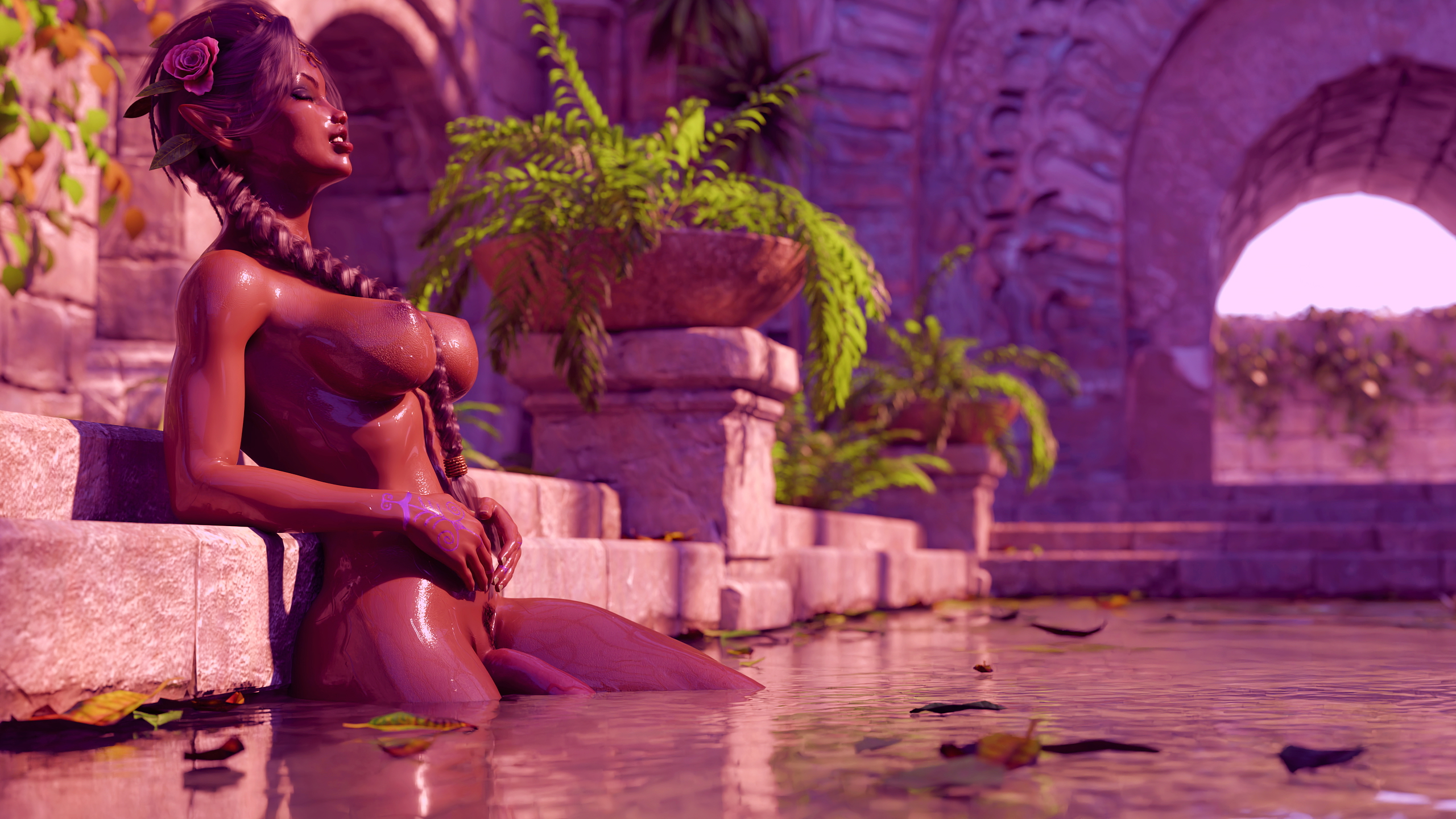 old temple older grove  Elf 3d Porn Futanari Futa Futa_only Darkelf Dark Elf Wet Water Big Tits Big Ass Big Breasts Big Cock Big Dick Foreskin Blonde Blond Hair 2