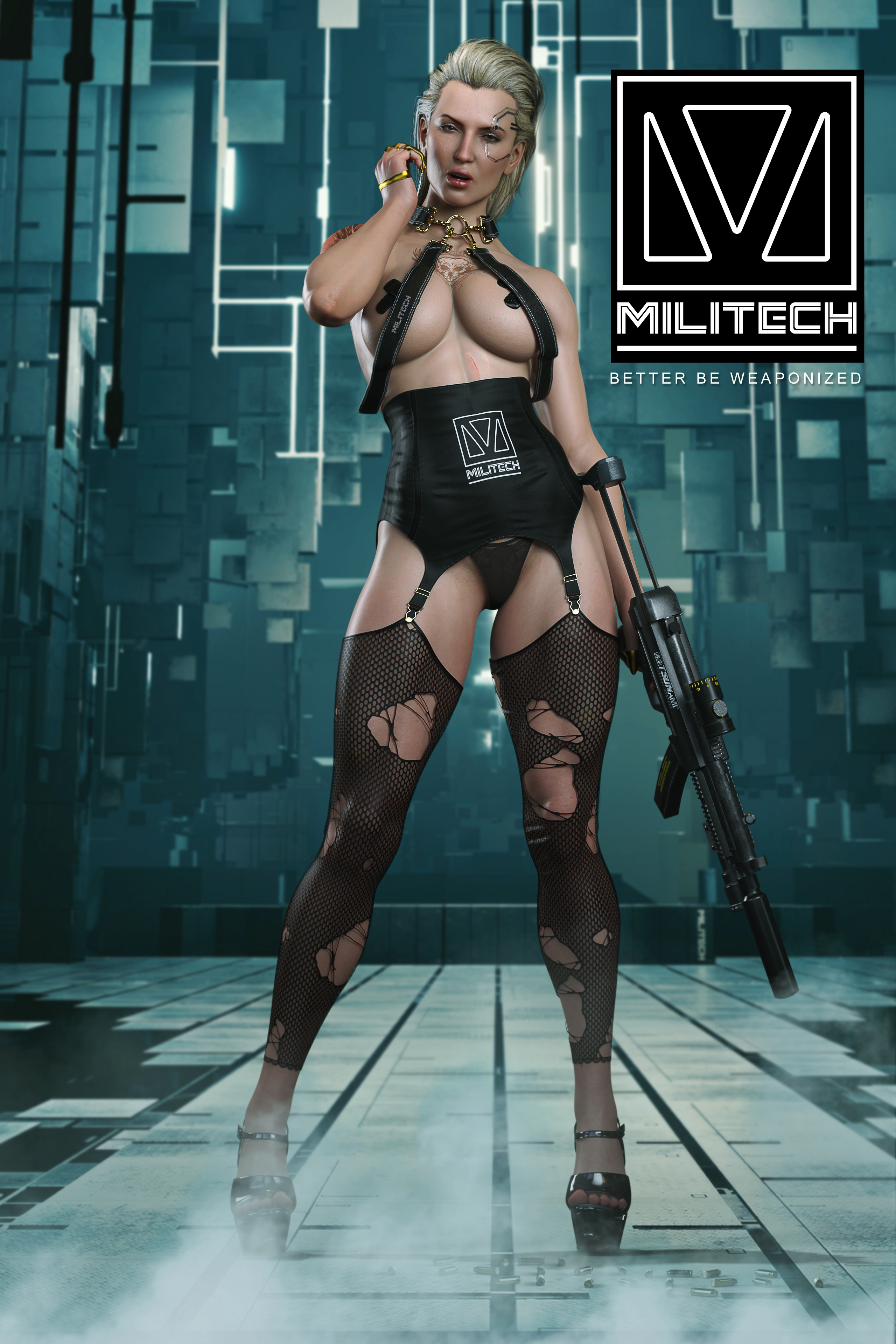 Meredith : Better be weaponized Meredith Stout Cyberpunk 2077 Cyberpunk2077fanart Cyberpunk Sexyhot Sexy Lingerie Sexy Blonde Sexy Woman