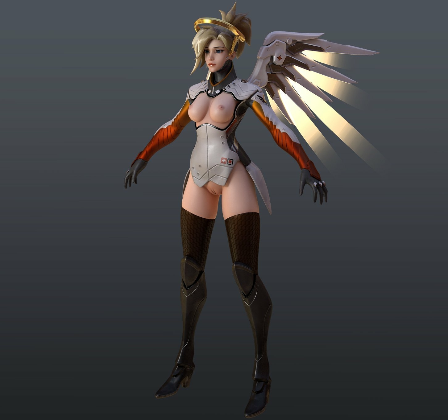 Mercy model overwatch Mercy Overwatch Half Naked Big Tits Tits Pussy 3d Porn
