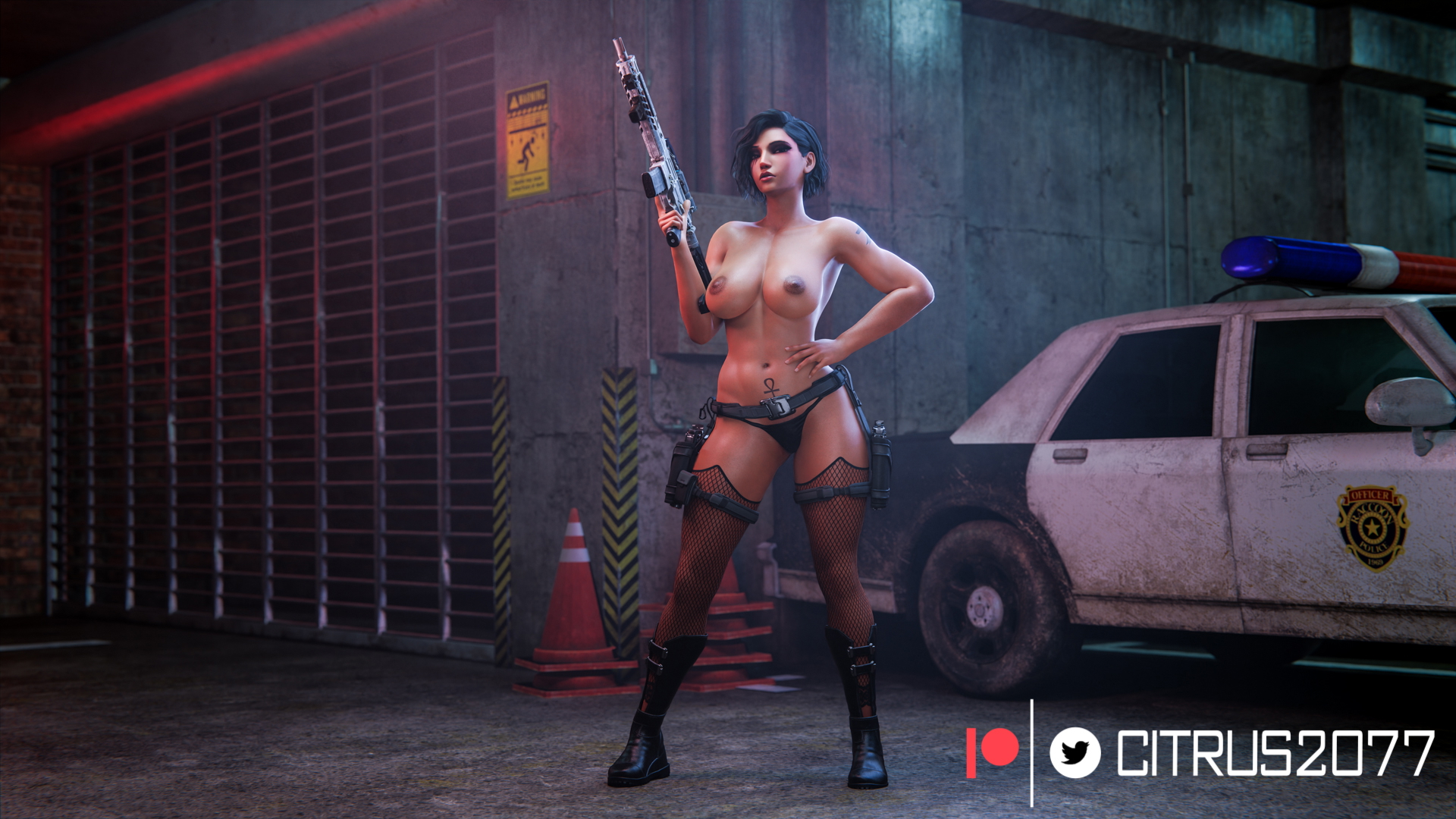 Pharah s pinups Overwatch Pharah Pale Skinned Female Big Ass Pose Naked Sexy Pinup Ass Thighs Clothed Breasts Tits Boobs 5