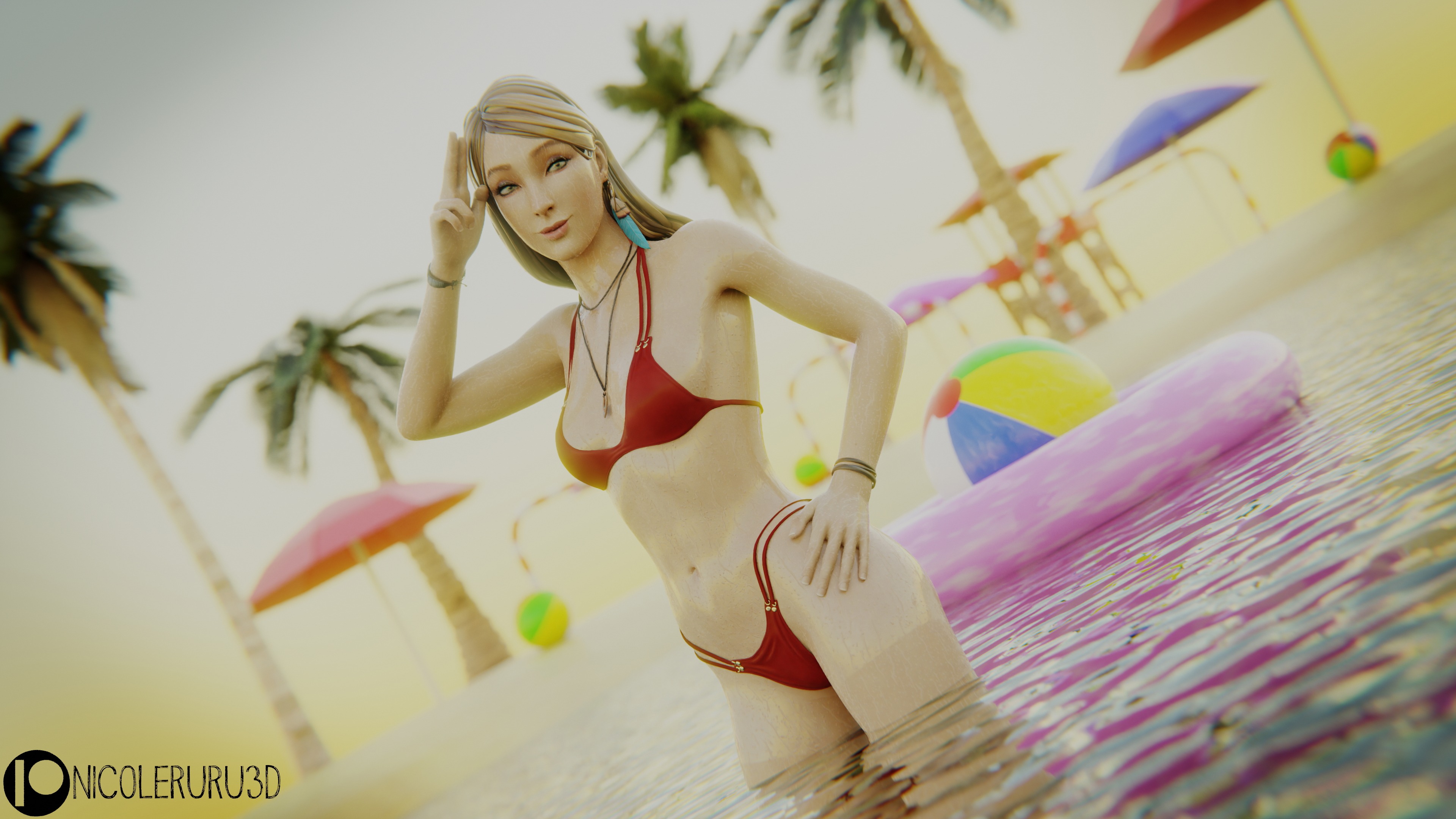 Rachel Amber: Beach Day! (Teaser) Rachel Amber Life Is Strange Beach Water Bikini Sexy Bikini Red Bikini