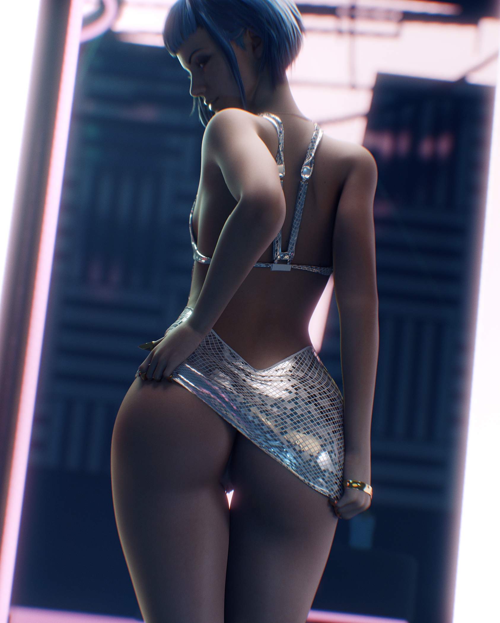 evelyn parker sexy back pose Evelyn Parker Cyberpunk2077 Ass Back View Sexy Half Naked 3d Porn