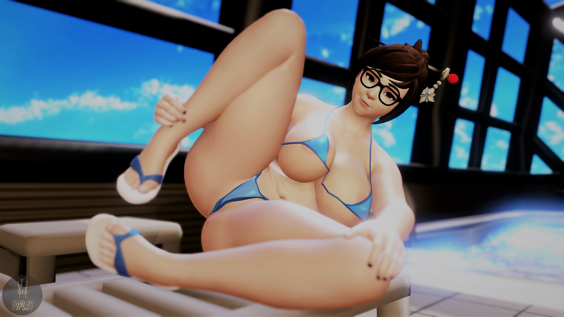 Mei on the pool Overwatch Mei (Overwatch) Hot Sexy 3d Porn Photorealistic Nude Pussy Boobs Big Tits Big Ass Big Breasts
