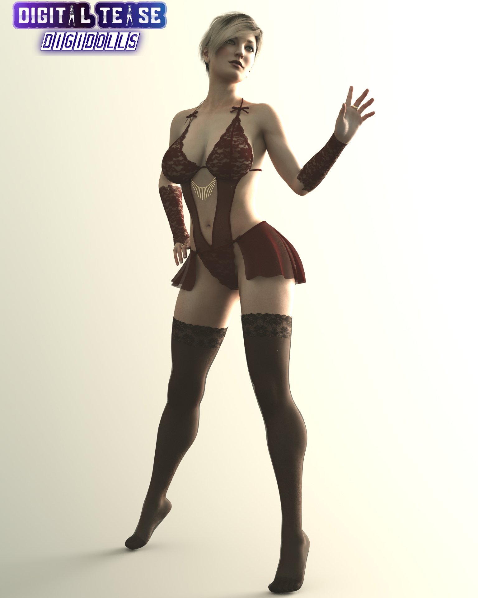 Don t talk just kiss me  Blonde Sexy Sexy Lingerie Stockings