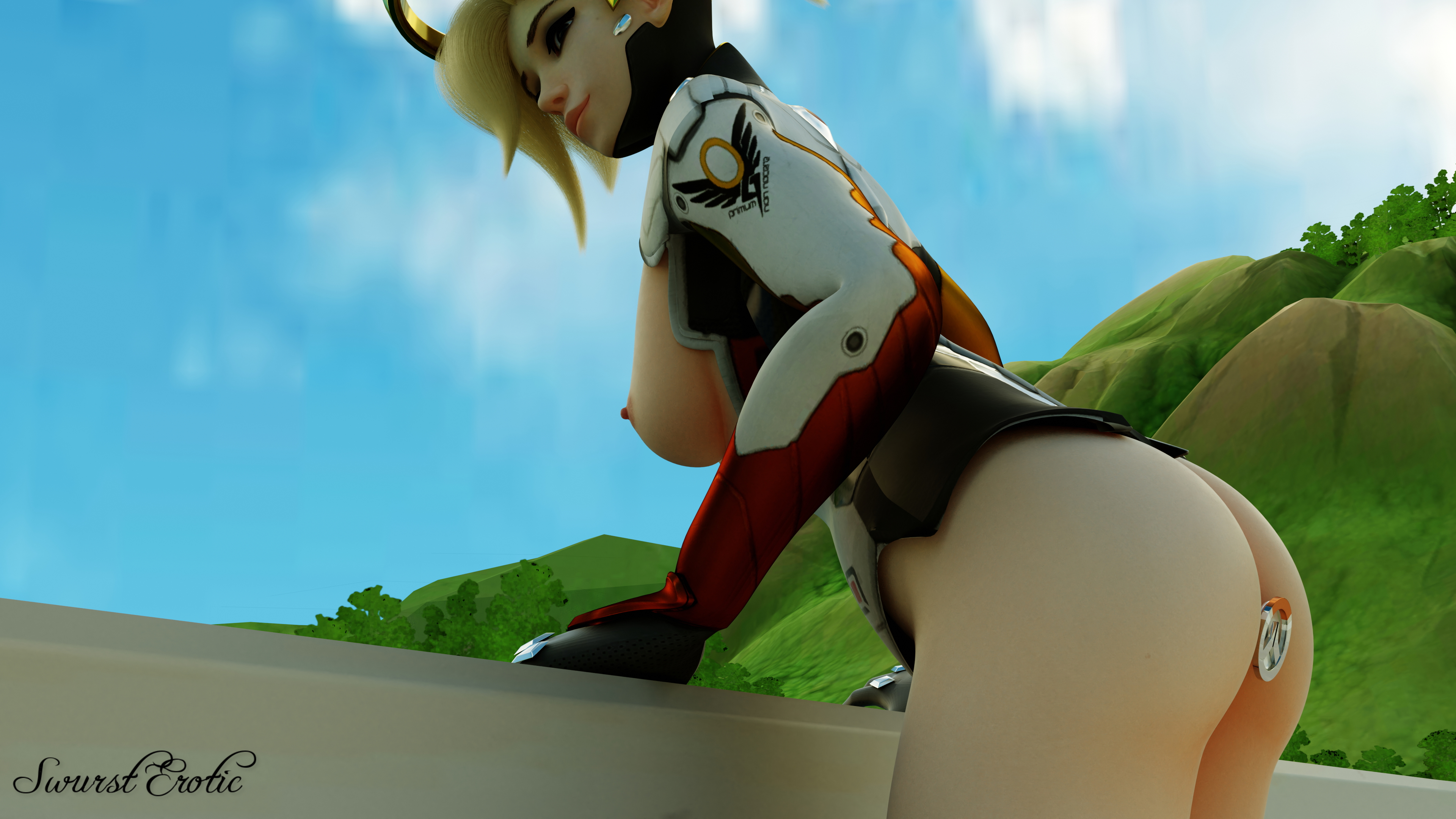 mercy half naked Mercy Overwatch Ass Tits Natural Tits Pink Nipples Nipples Half Naked 3d Porn