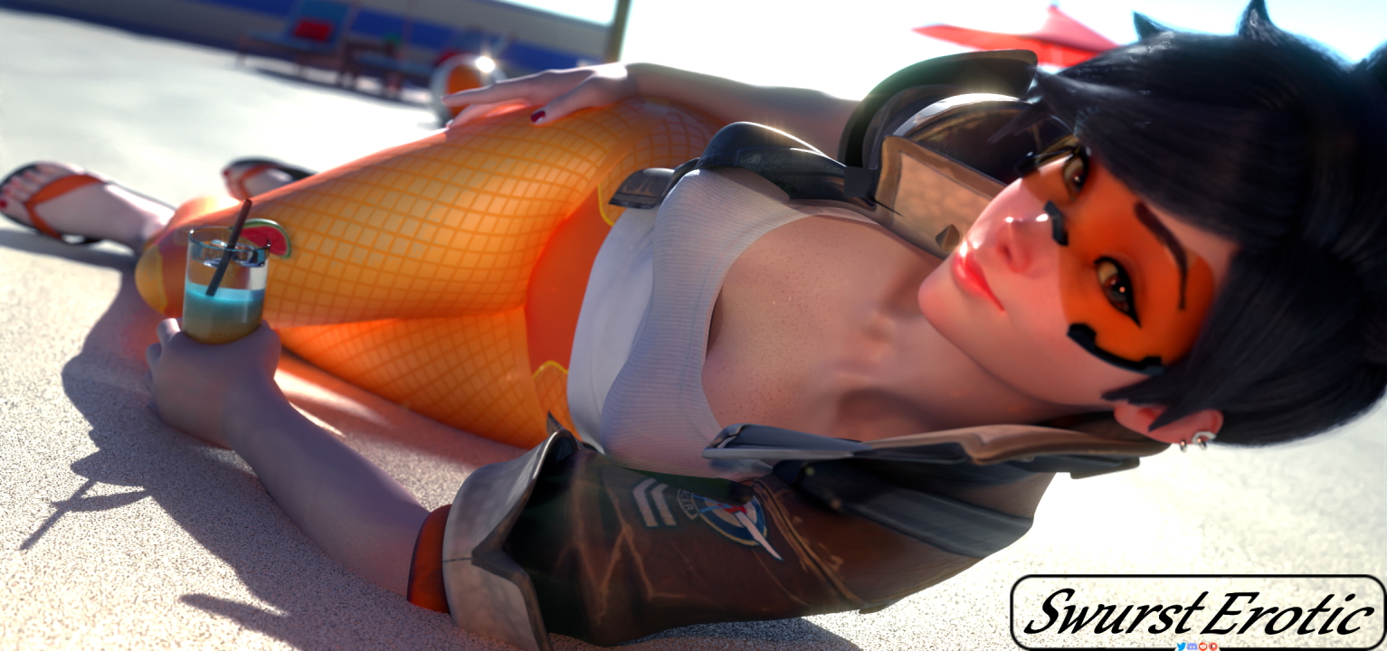 Tracer - Beach Day Tracer Overwatch Tits Small Tits Pink Nipples Nipples Pussy Penetration Shaved Pussy Naked Half Naked Fully Naked 3d Porn 3