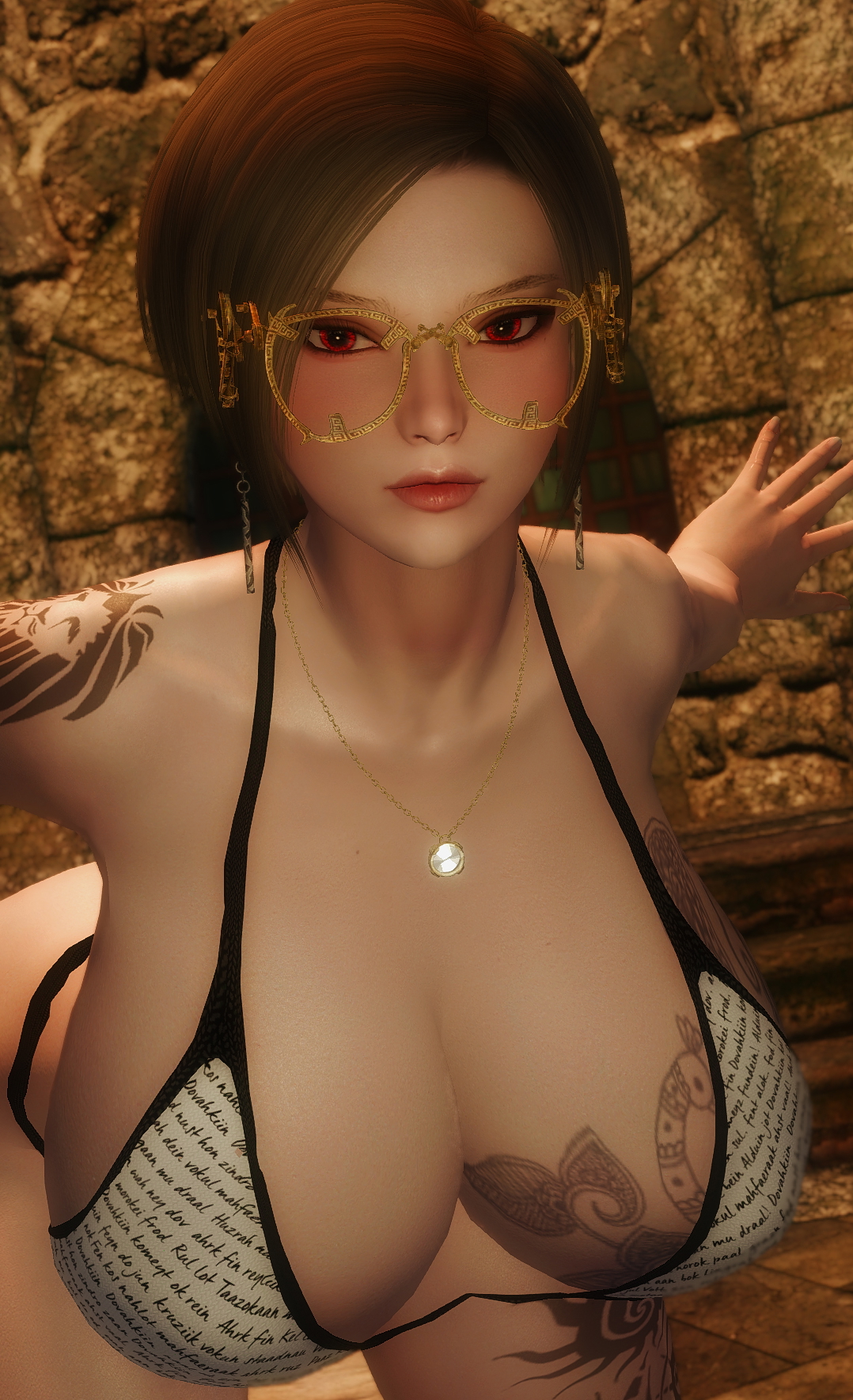 Glasses Girl big tits Skyrim Boobs Big boobs Big Tits Tits Horny Face Lingerie Bikini Half Naked 3d Porn