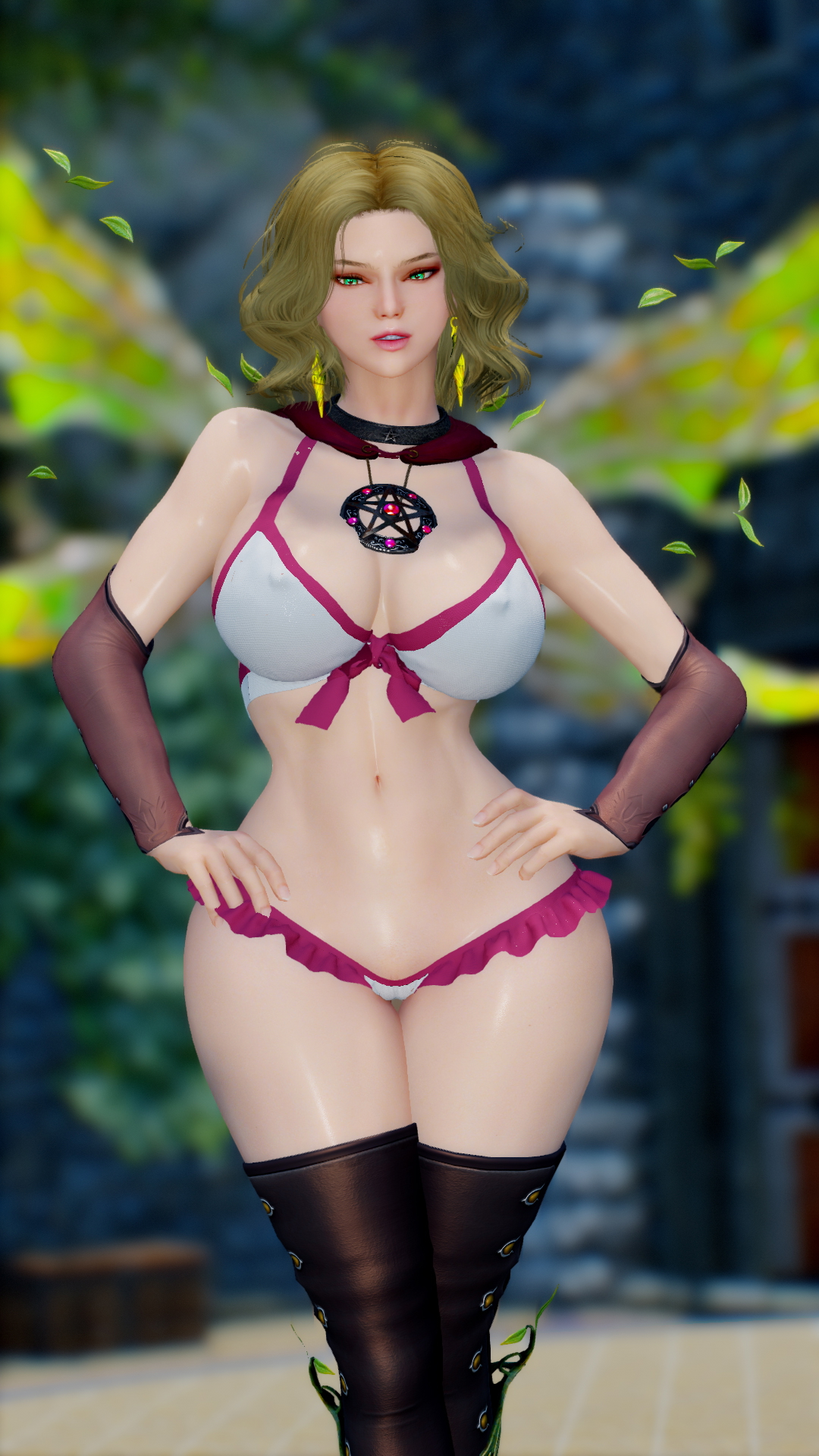 skyrim sexy bikini girl Skyrim Bikini Lingerie Boobs Big boobs Nipples Pussy Shaved Pussy Half Naked 3d Porn