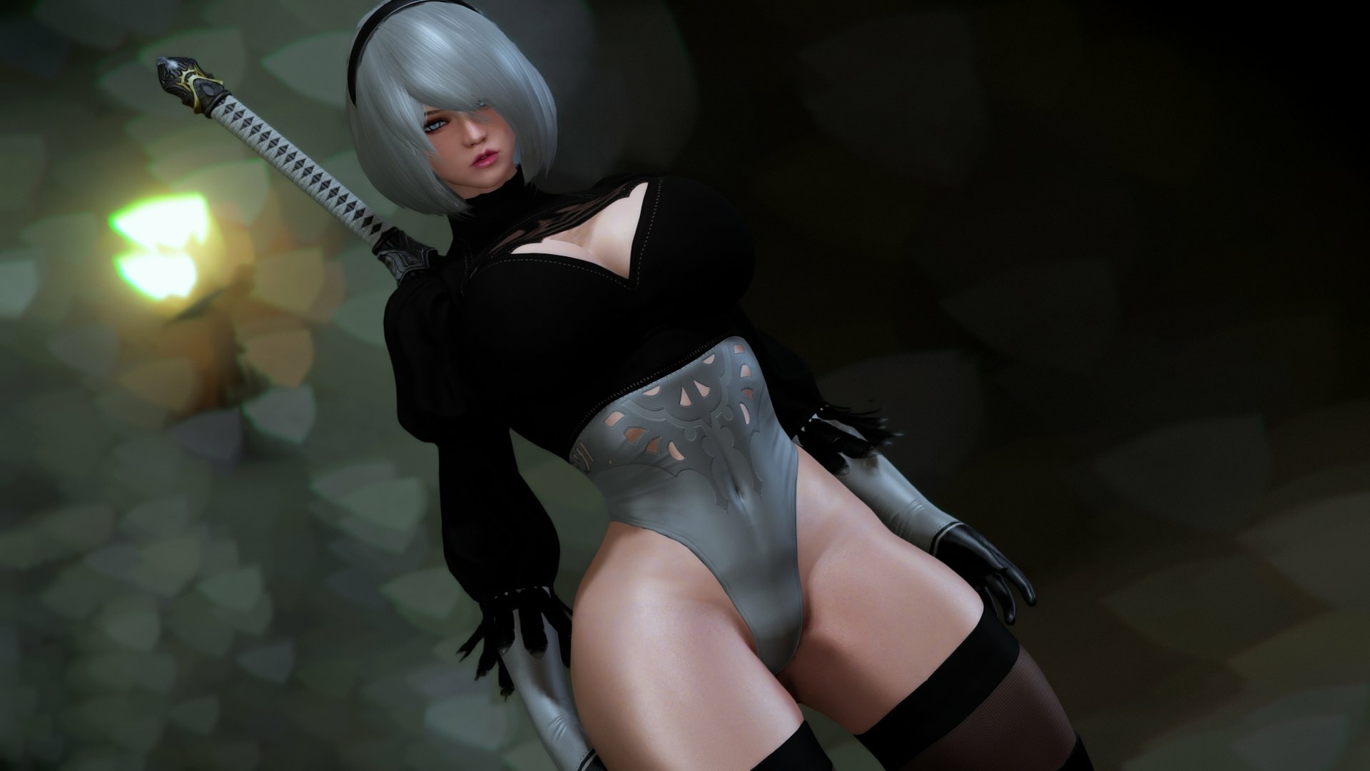 yorha nier automata Yorha2b Yorha A2 Nier Automata Big Tits Tits Boobs Lingerie Bikini Sexy Pussy Shaved Pussy Half Naked 3d Porn 3